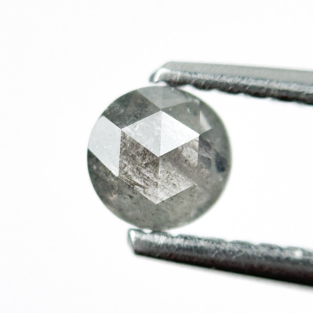0.37 Ct Round Rose Cut Grey Natural Salt and Pepper Diamond