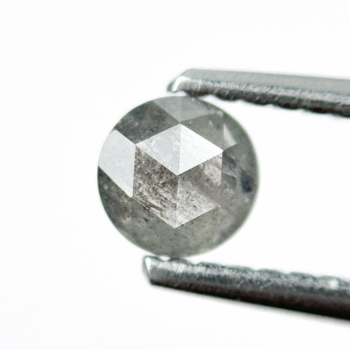 0.37 Ct Round Rose Cut Grey Natural Salt and Pepper Diamond