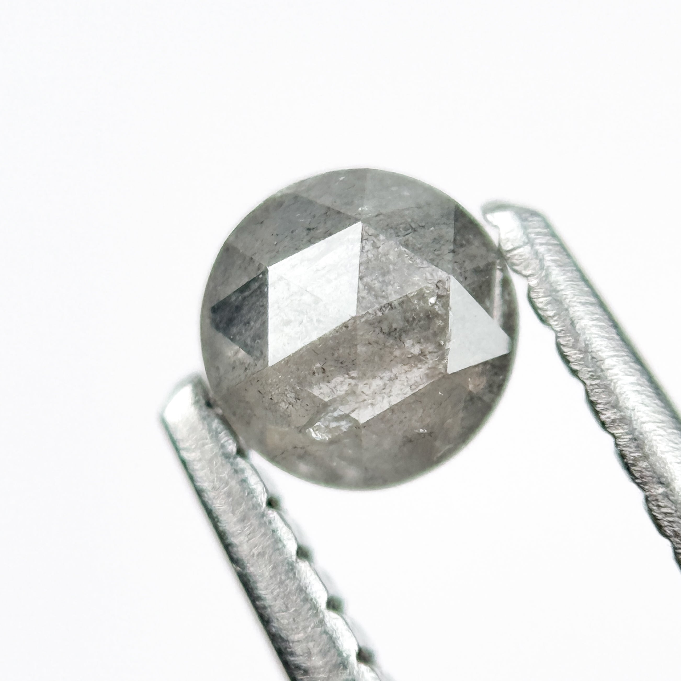 0.37 Ct Round Rose Cut Grey Natural Salt and Pepper Diamond