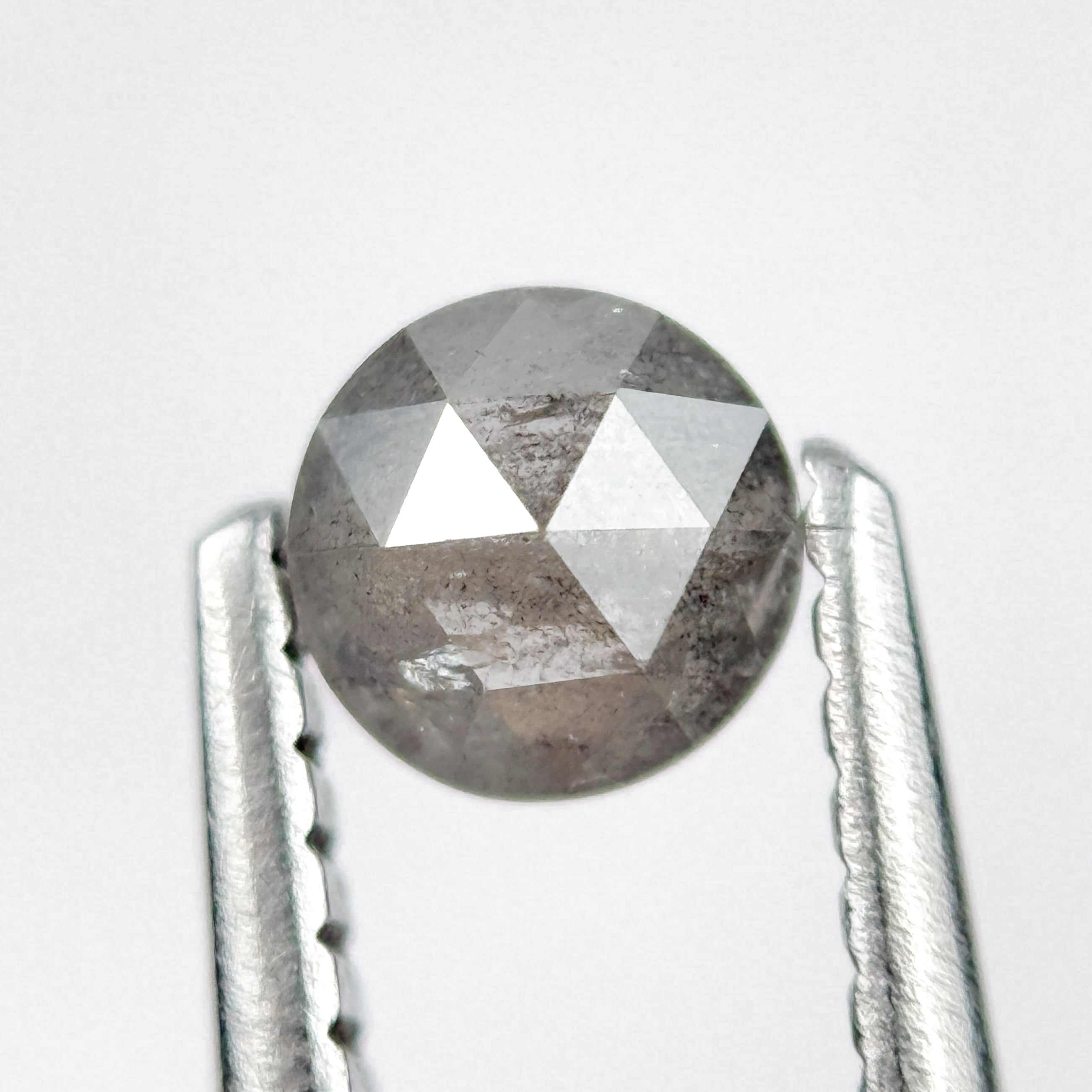 0.37 Ct Round Rose Cut Grey Natural Salt and Pepper Diamond