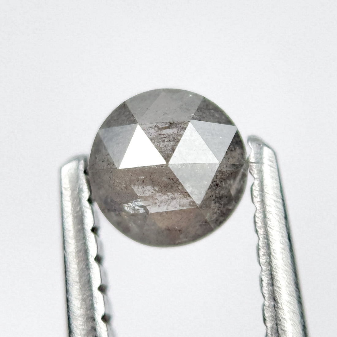 0.37 Ct Round Rose Cut Grey Natural Salt and Pepper Diamond