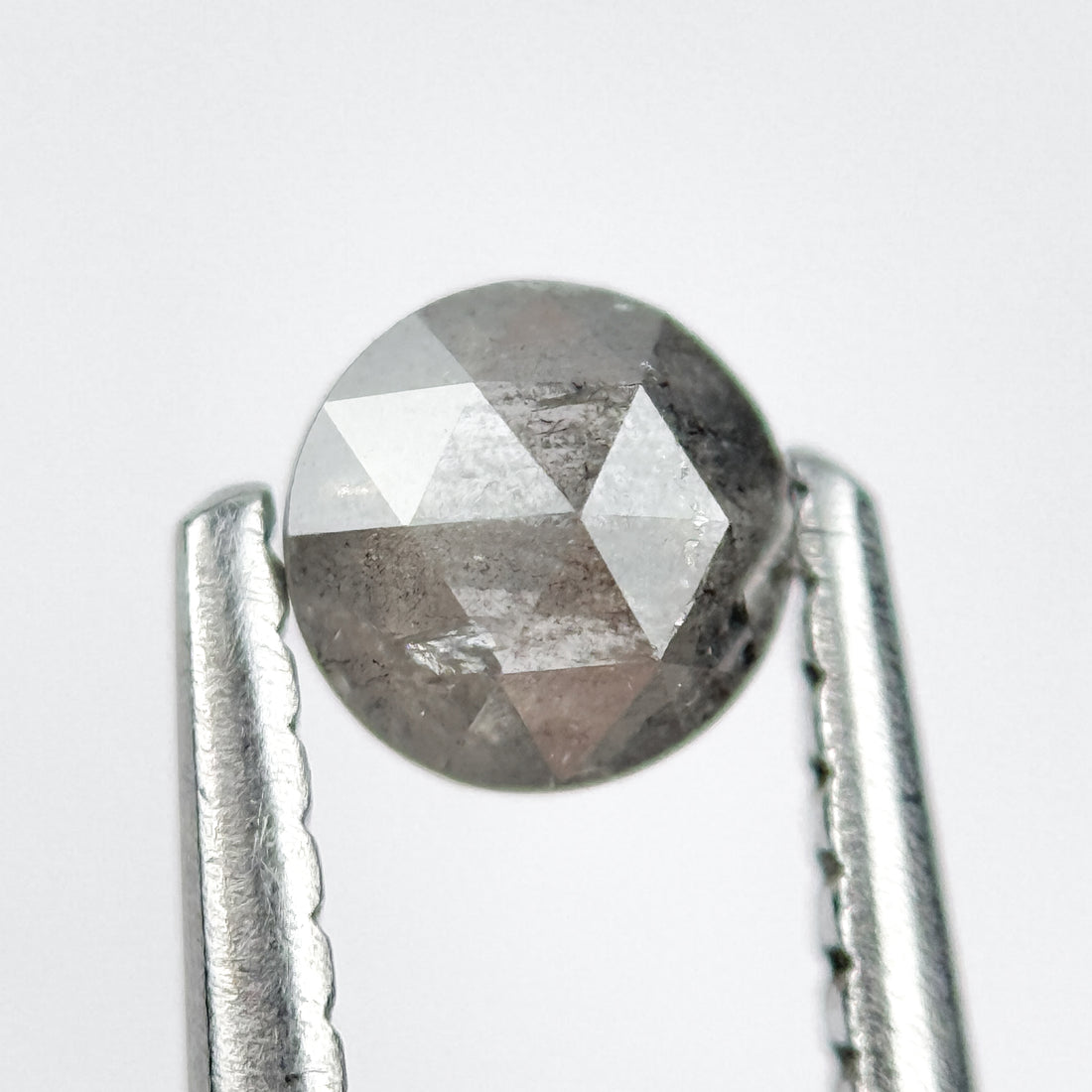 0.37 Ct Round Rose Cut Grey Natural Salt and Pepper Diamond
