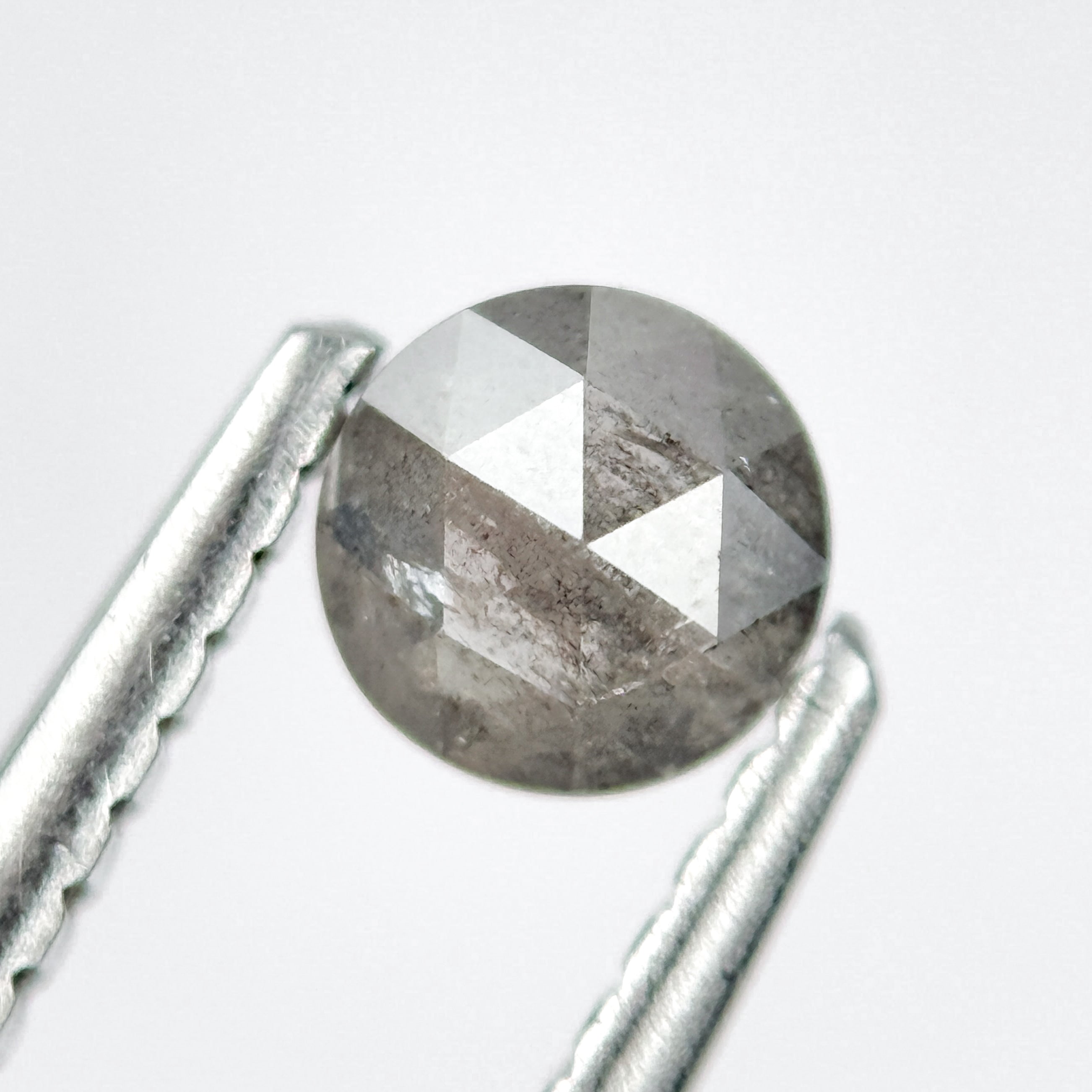 0.37 Ct Round Rose Cut Grey Natural Salt and Pepper Diamond