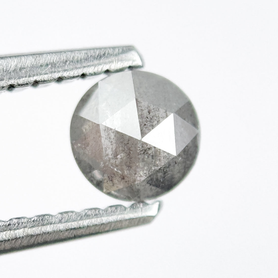 0.37 Ct Round Rose Cut Grey Natural Salt and Pepper Diamond