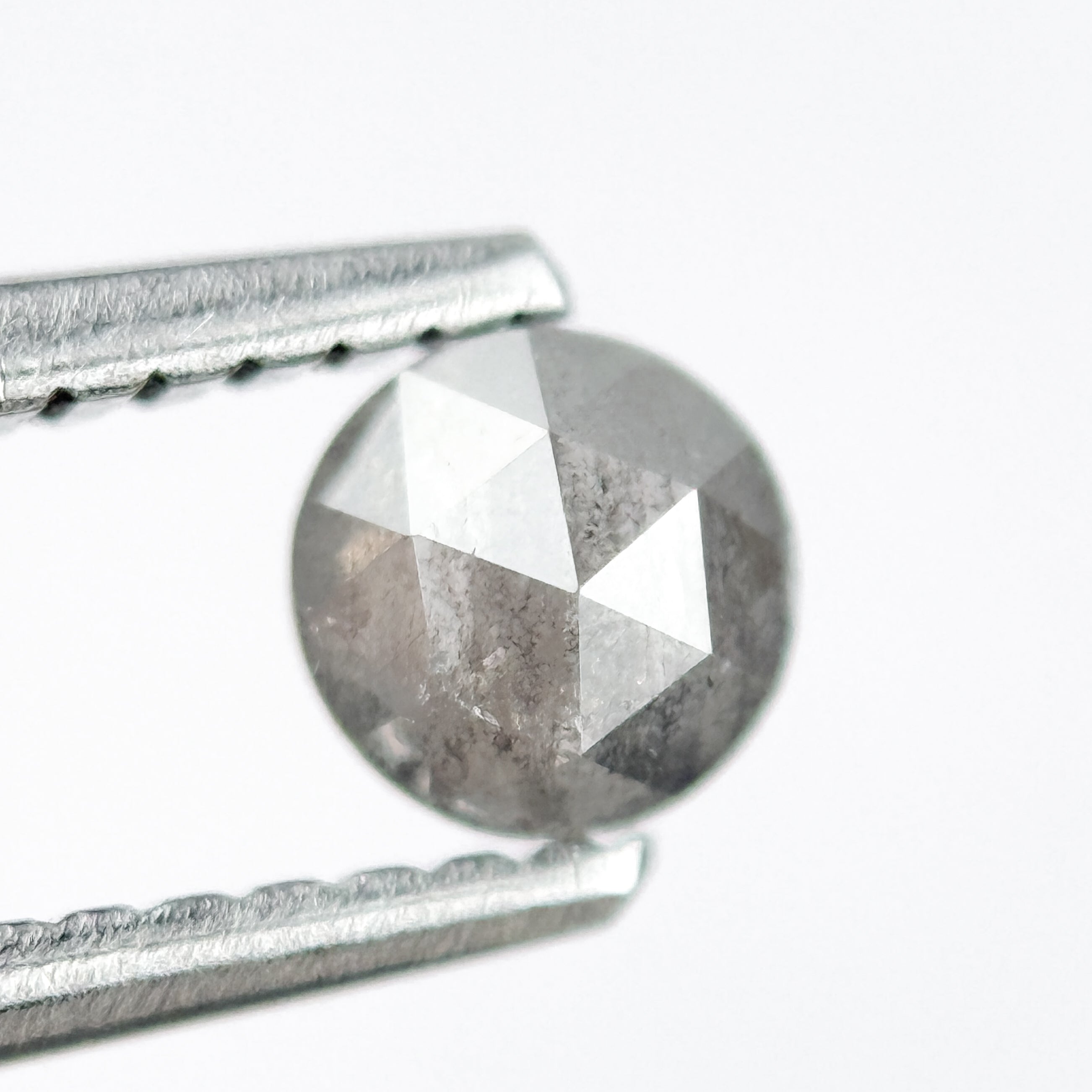 0.37 Ct Round Rose Cut Grey Natural Salt and Pepper Diamond