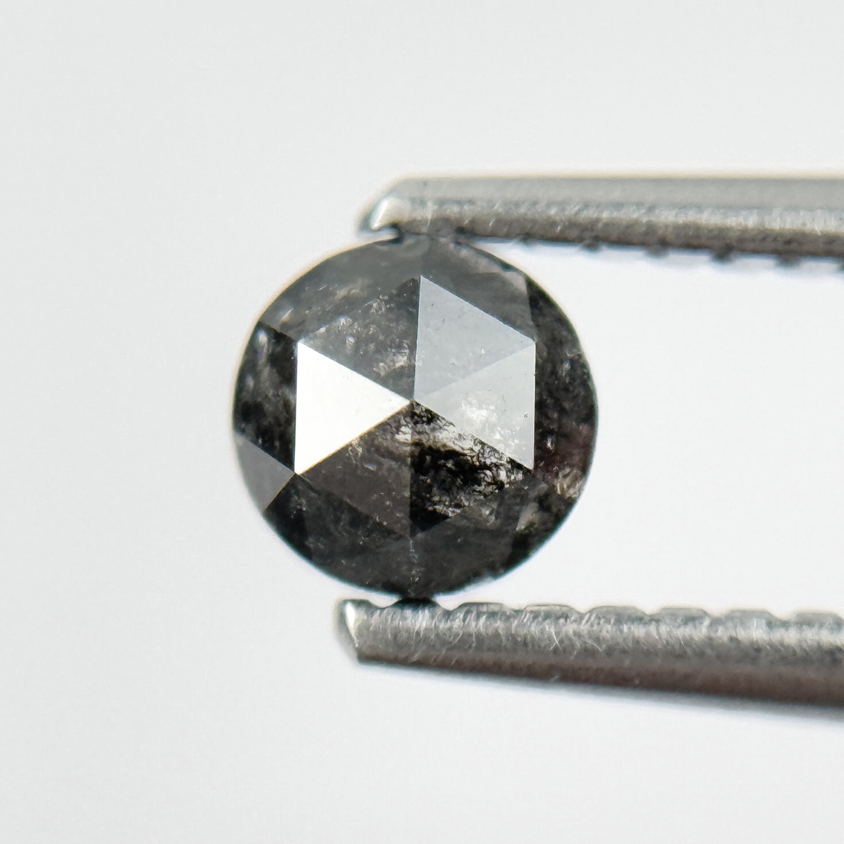 0.45 Ct Round Rose Cut Black Natural Salt and Pepper Diamond
