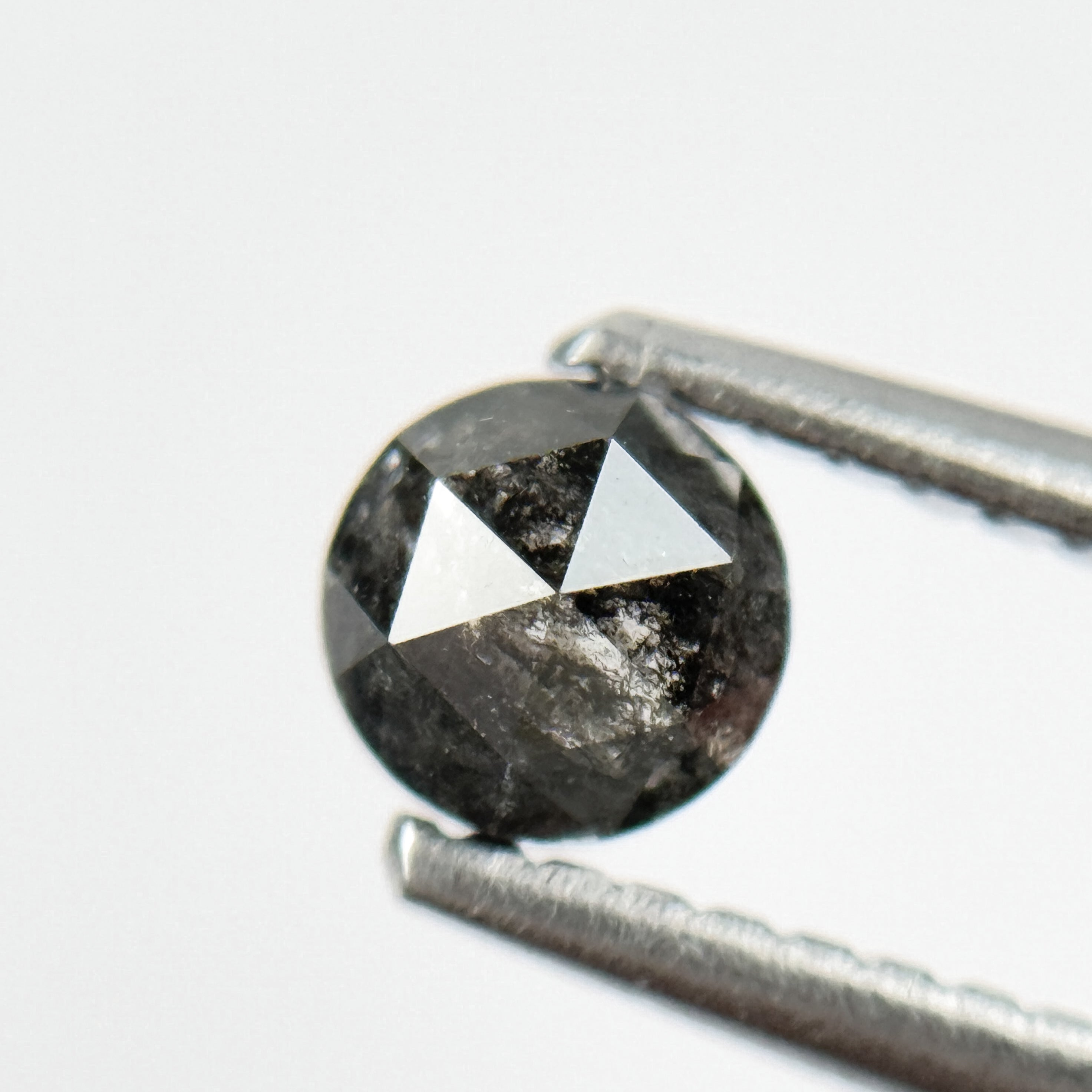 0.45 Ct Round Rose Cut Black Natural Salt and Pepper Diamond