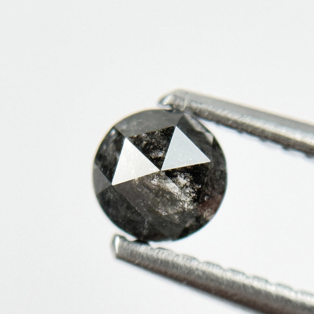 0.45 Ct Round Rose Cut Black Natural Salt and Pepper Diamond