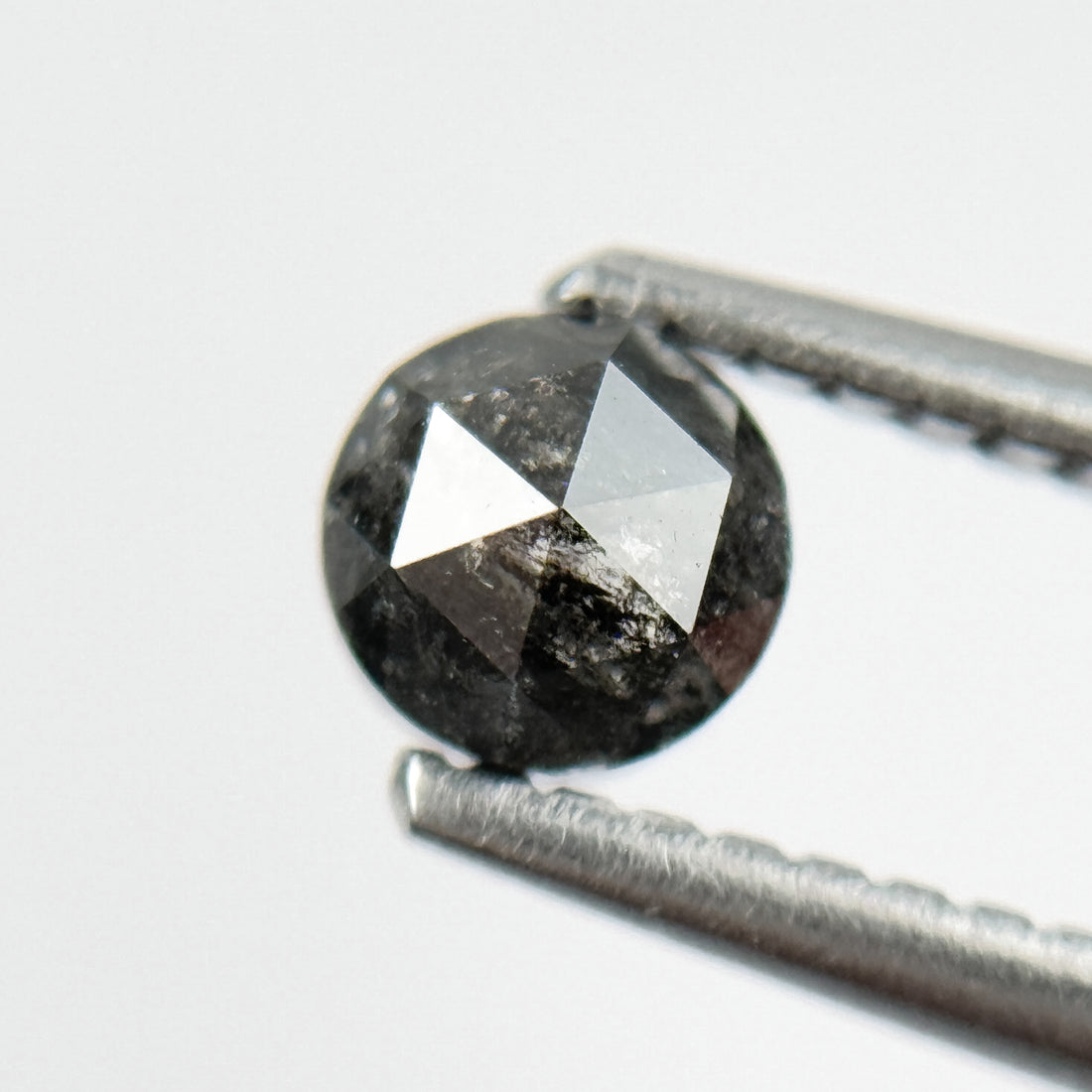 0.45 Ct Round Rose Cut Black Natural Salt and Pepper Diamond