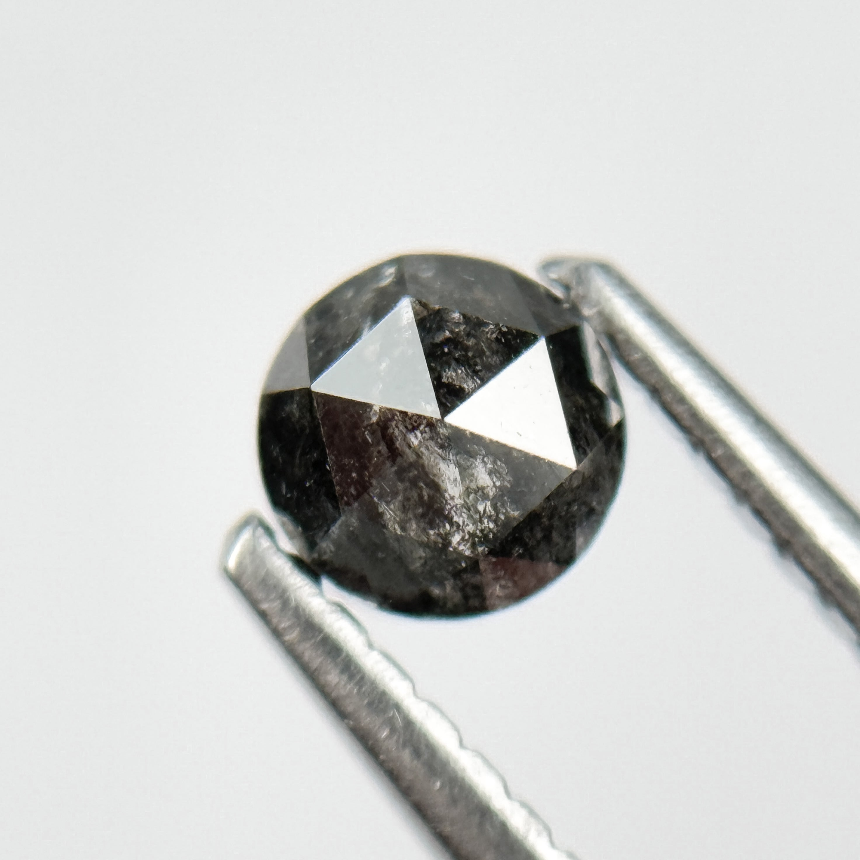 0.45 Ct Round Rose Cut Black Natural Salt and Pepper Diamond