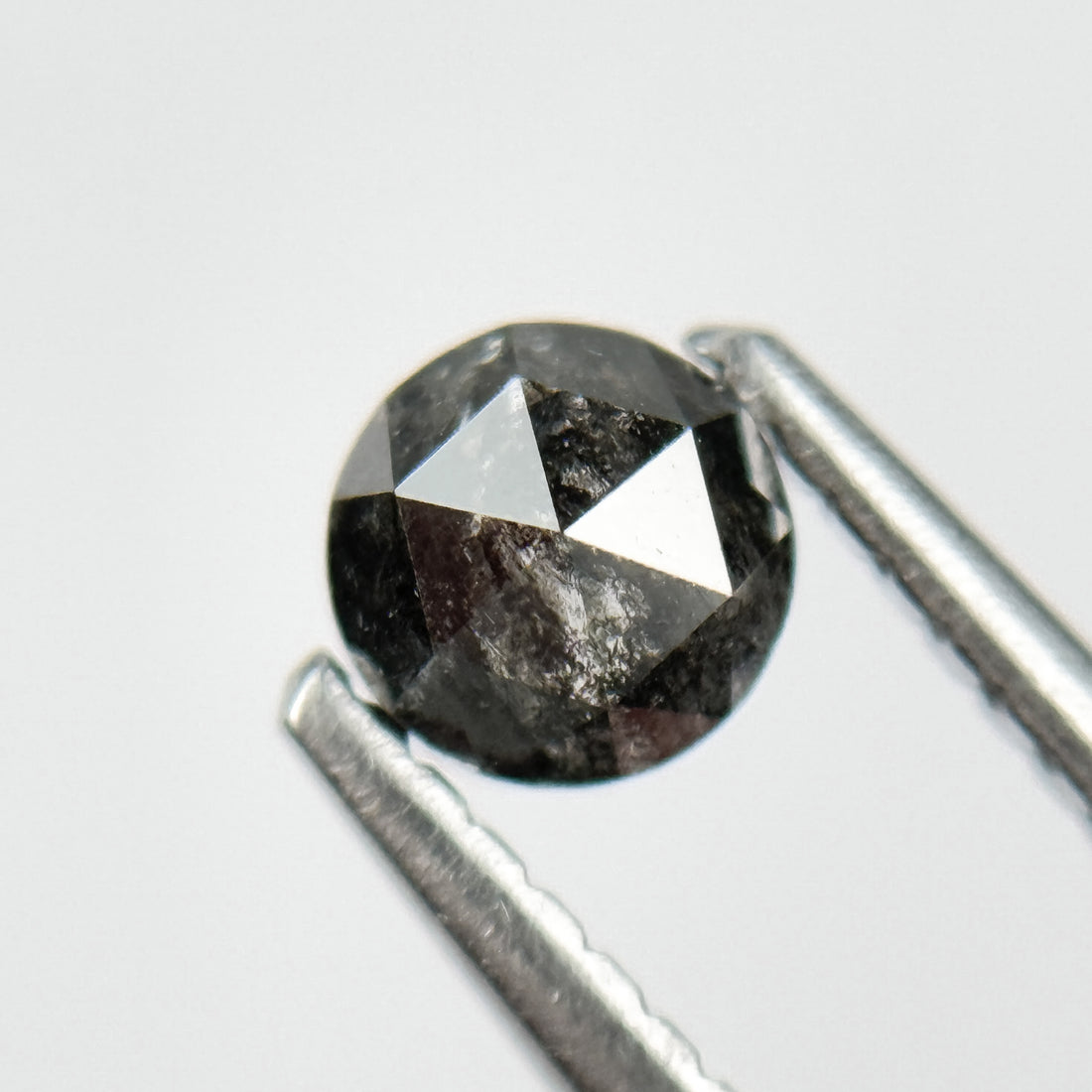 0.45 Ct Round Rose Cut Black Natural Salt and Pepper Diamond