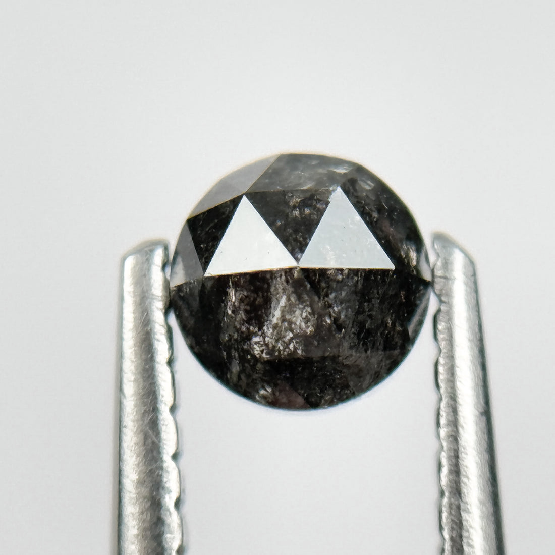 0.45 Ct Round Rose Cut Black Natural Salt and Pepper Diamond