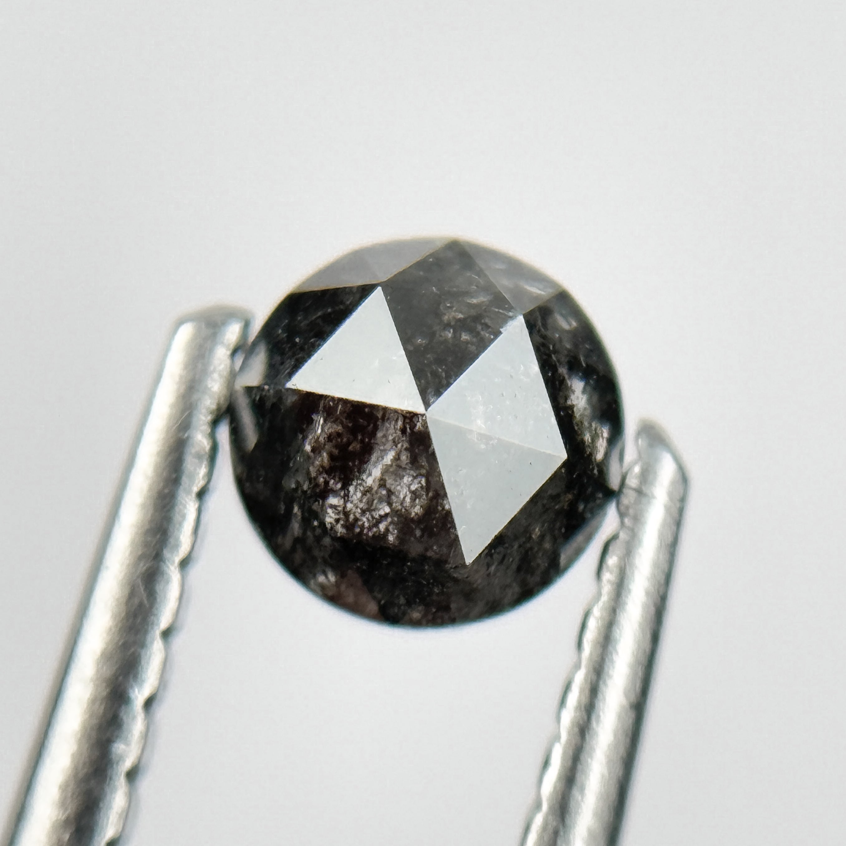 0.45 Ct Round Rose Cut Black Natural Salt and Pepper Diamond