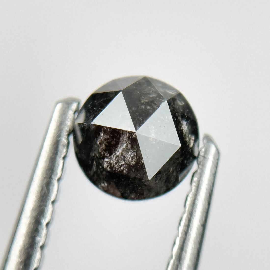 0.45 Ct Round Rose Cut Black Natural Salt and Pepper Diamond