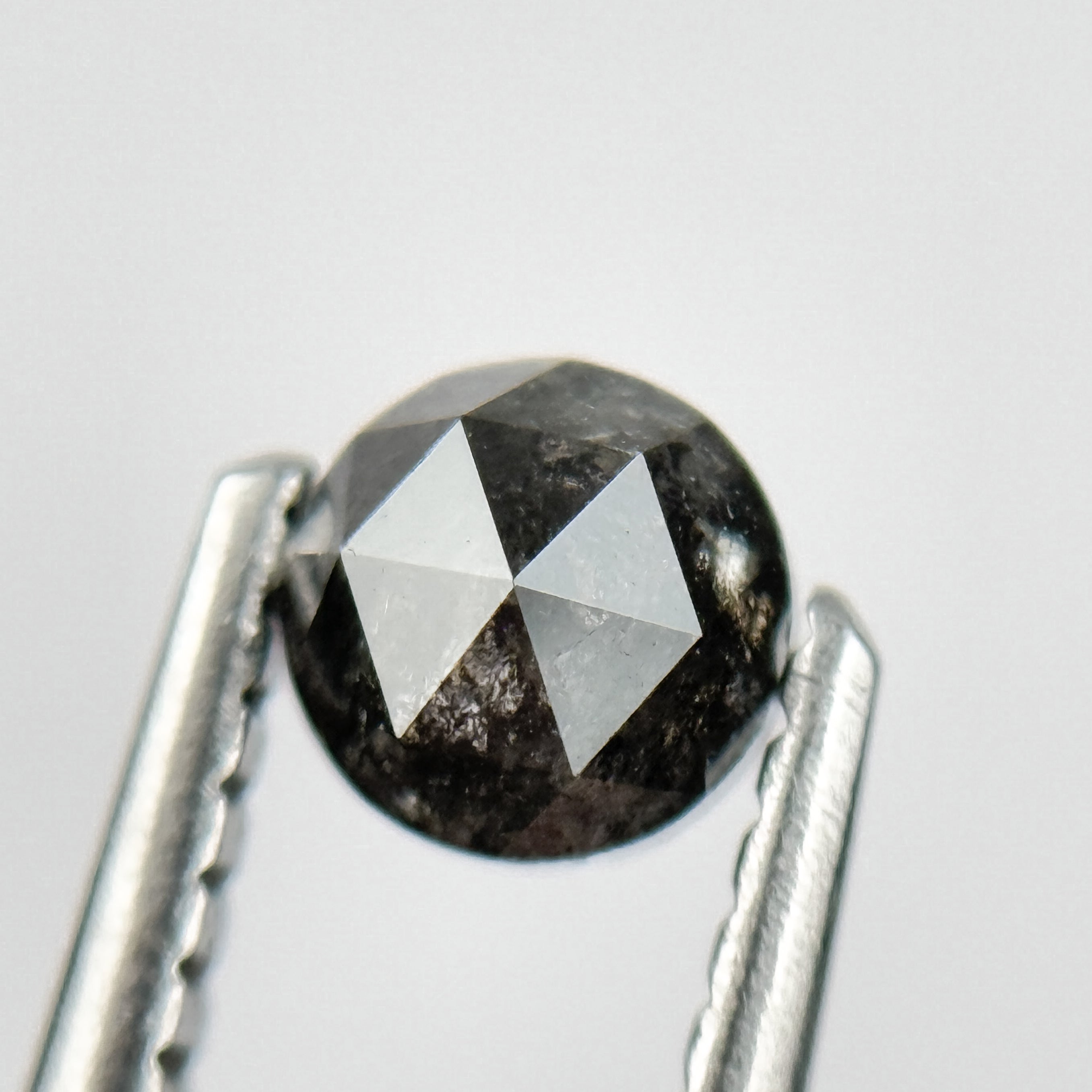 0.45 Ct Round Rose Cut Black Natural Salt and Pepper Diamond