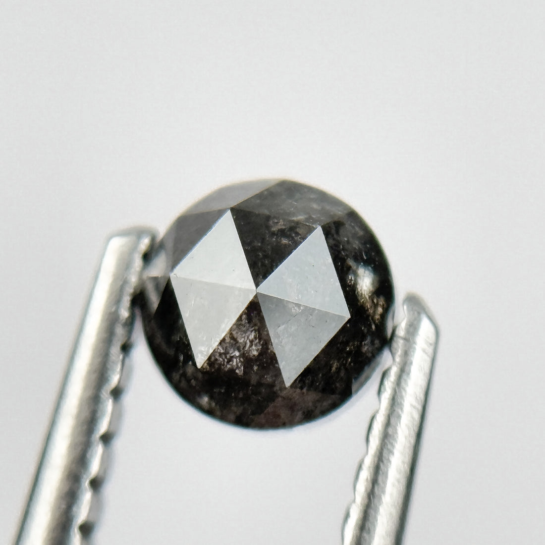 0.45 Ct Round Rose Cut Black Natural Salt and Pepper Diamond