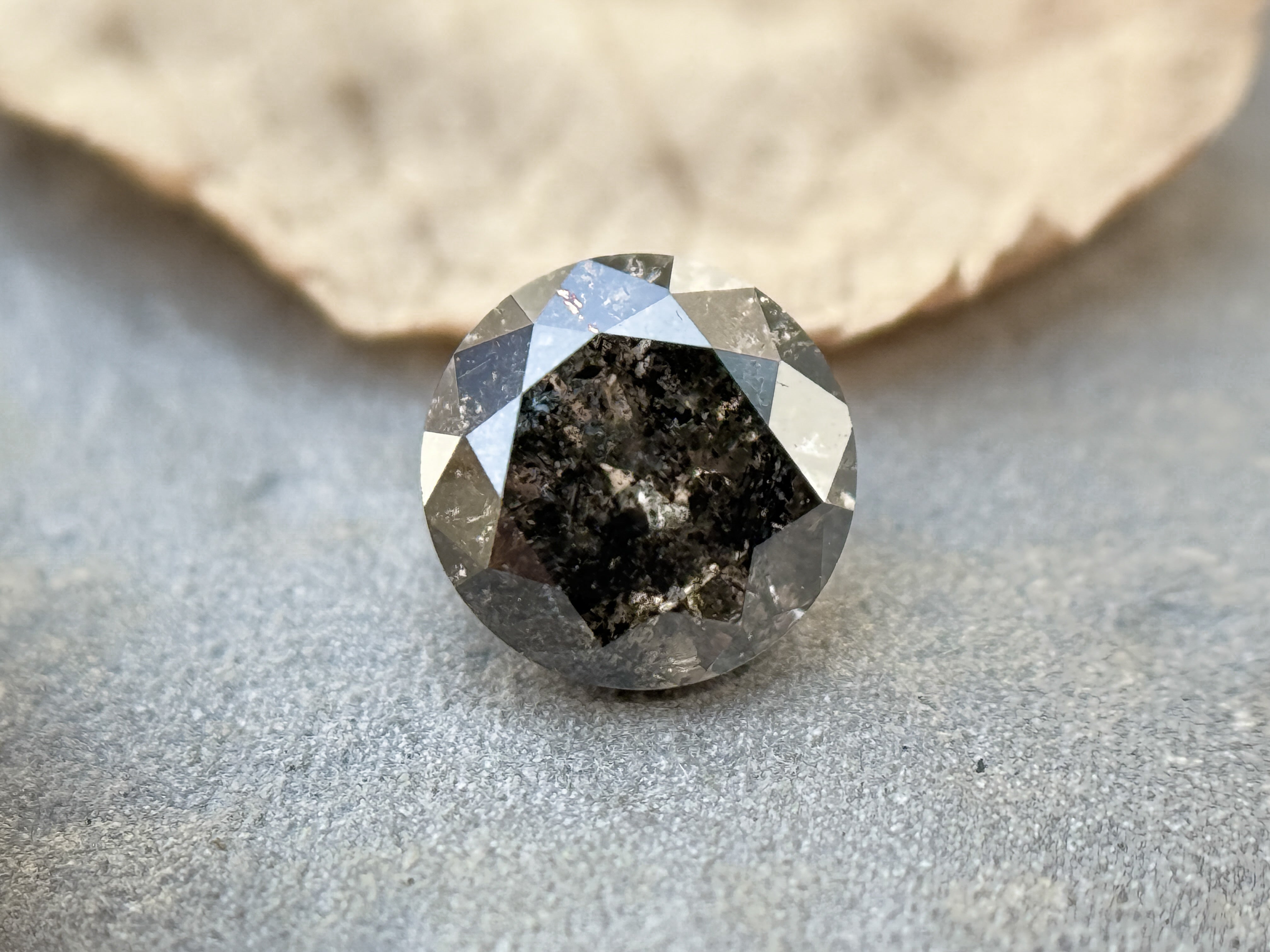 0.75 Ct Round Brilliant Cut Grey Natural Salt and Pepper Diamond