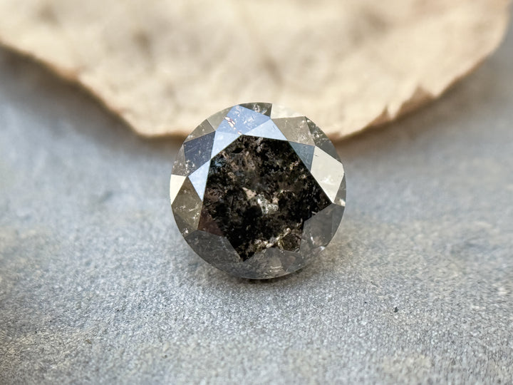 0.75 Ct Round Brilliant Cut Grey Natural Salt and Pepper Diamond