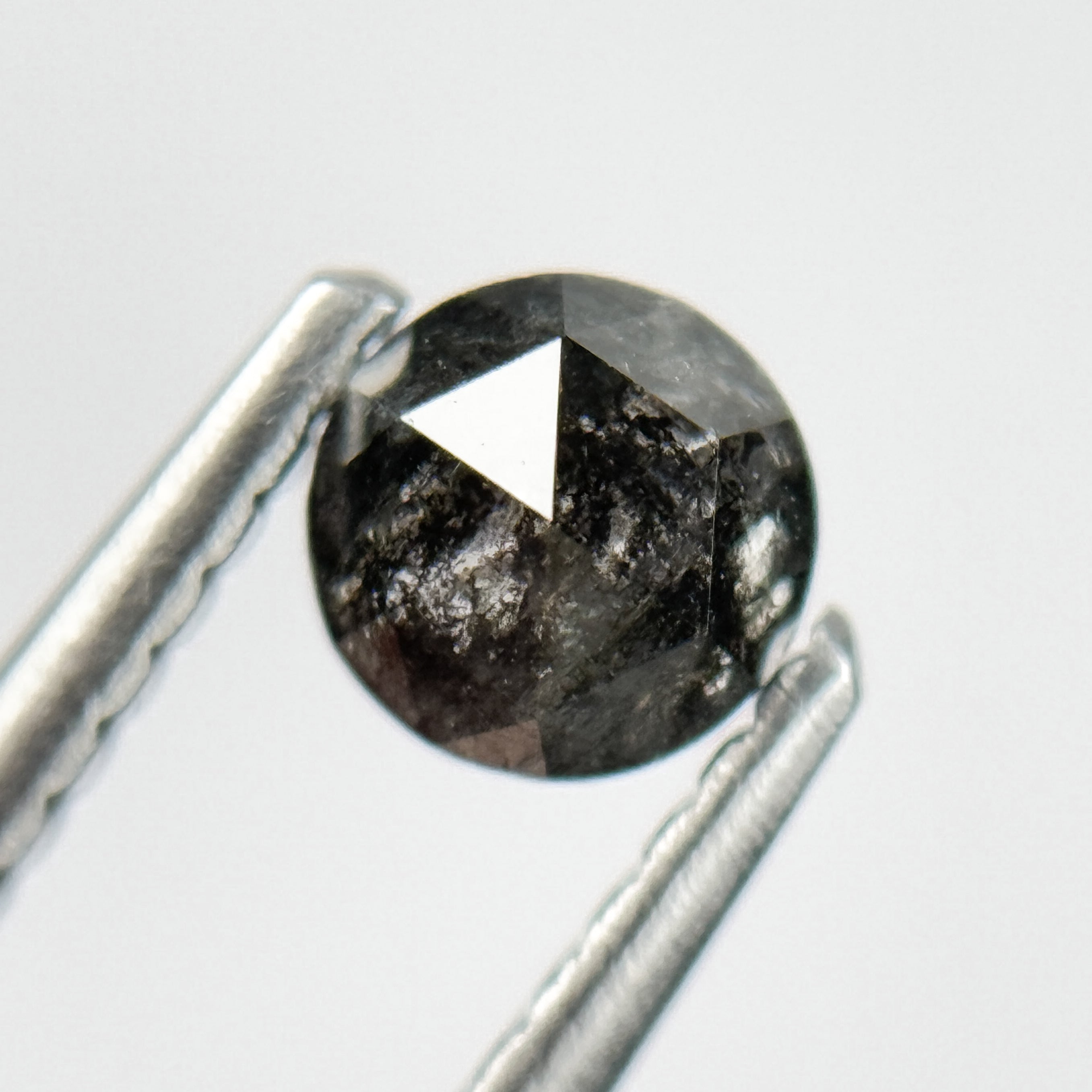 0.45 Ct Round Rose Cut Black Natural Salt and Pepper Diamond
