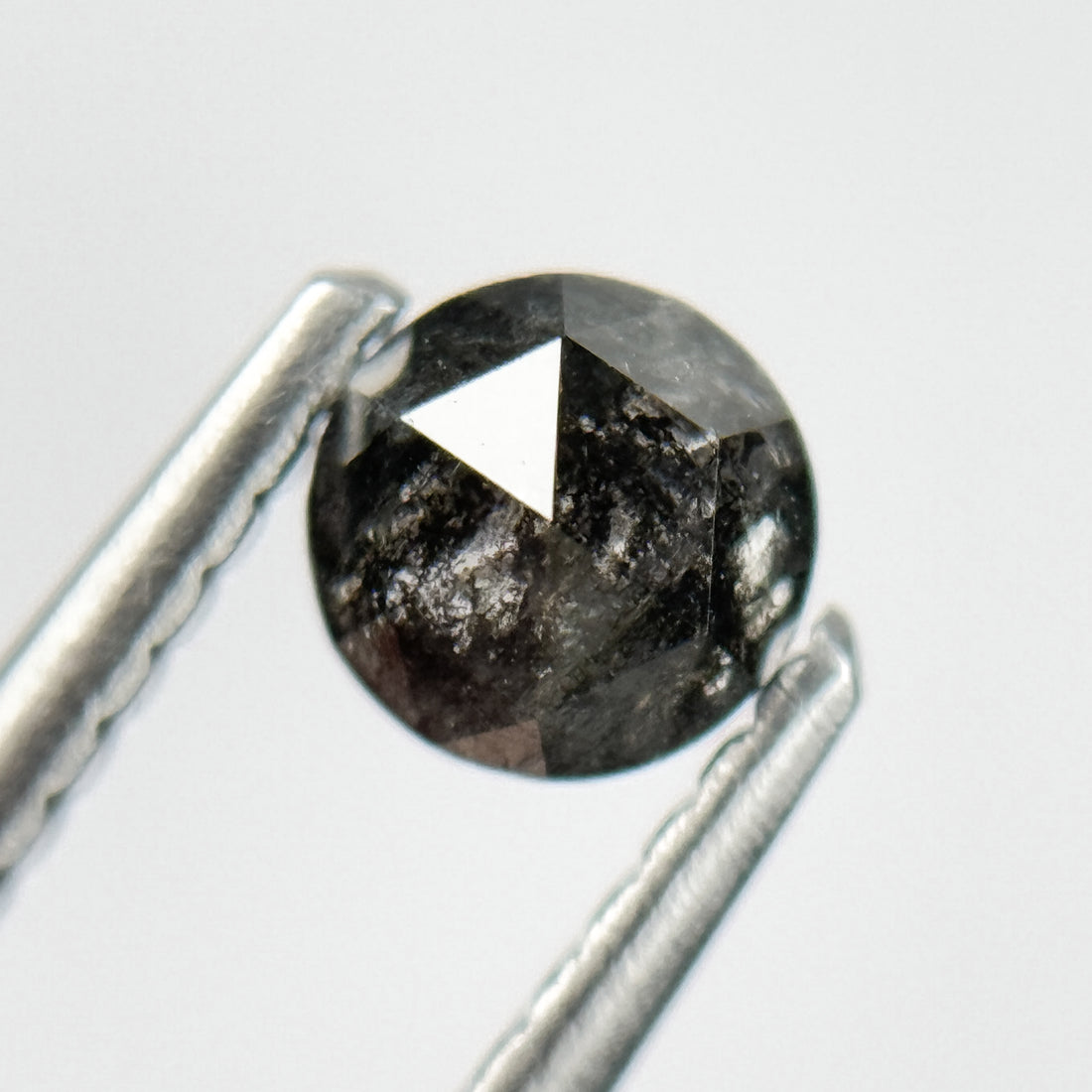 0.45 Ct Round Rose Cut Black Natural Salt and Pepper Diamond