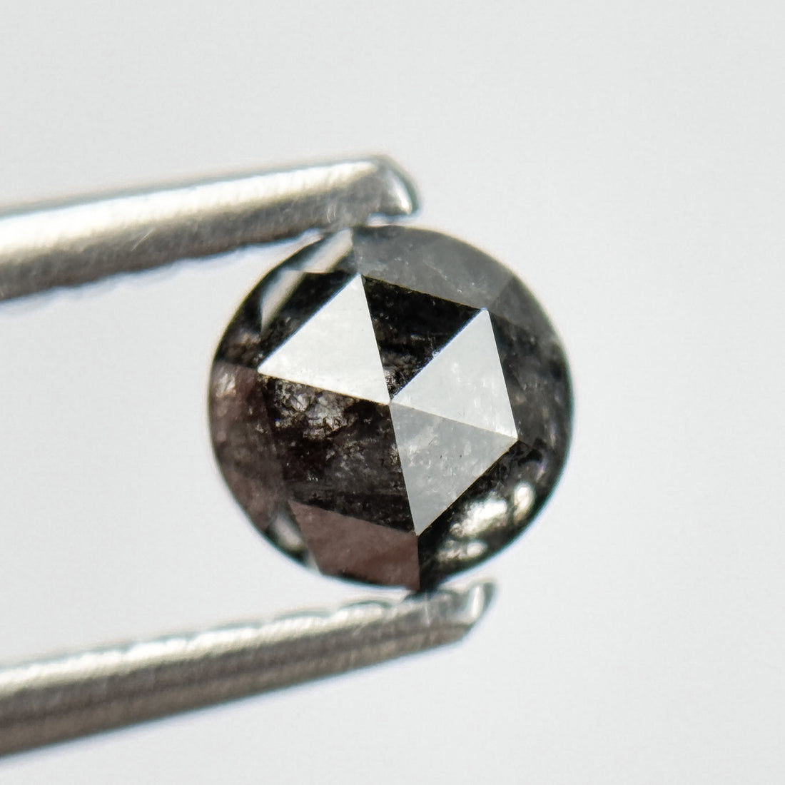0.45 Ct Round Rose Cut Black Natural Salt and Pepper Diamond
