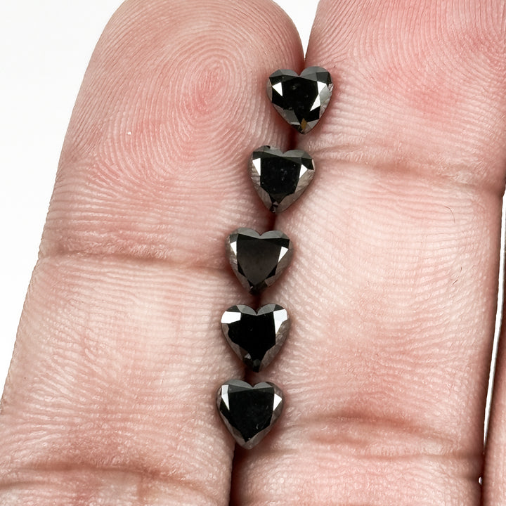 5.5 MM Heart Brilliant Cut Black Natural Fancy Diamond