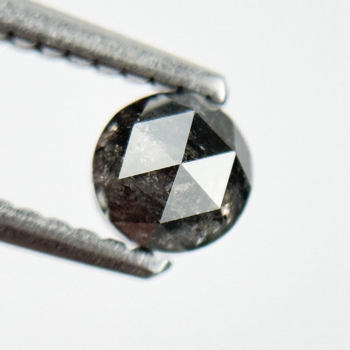 0.45 Ct Round Rose Cut Black Natural Salt and Pepper Diamond