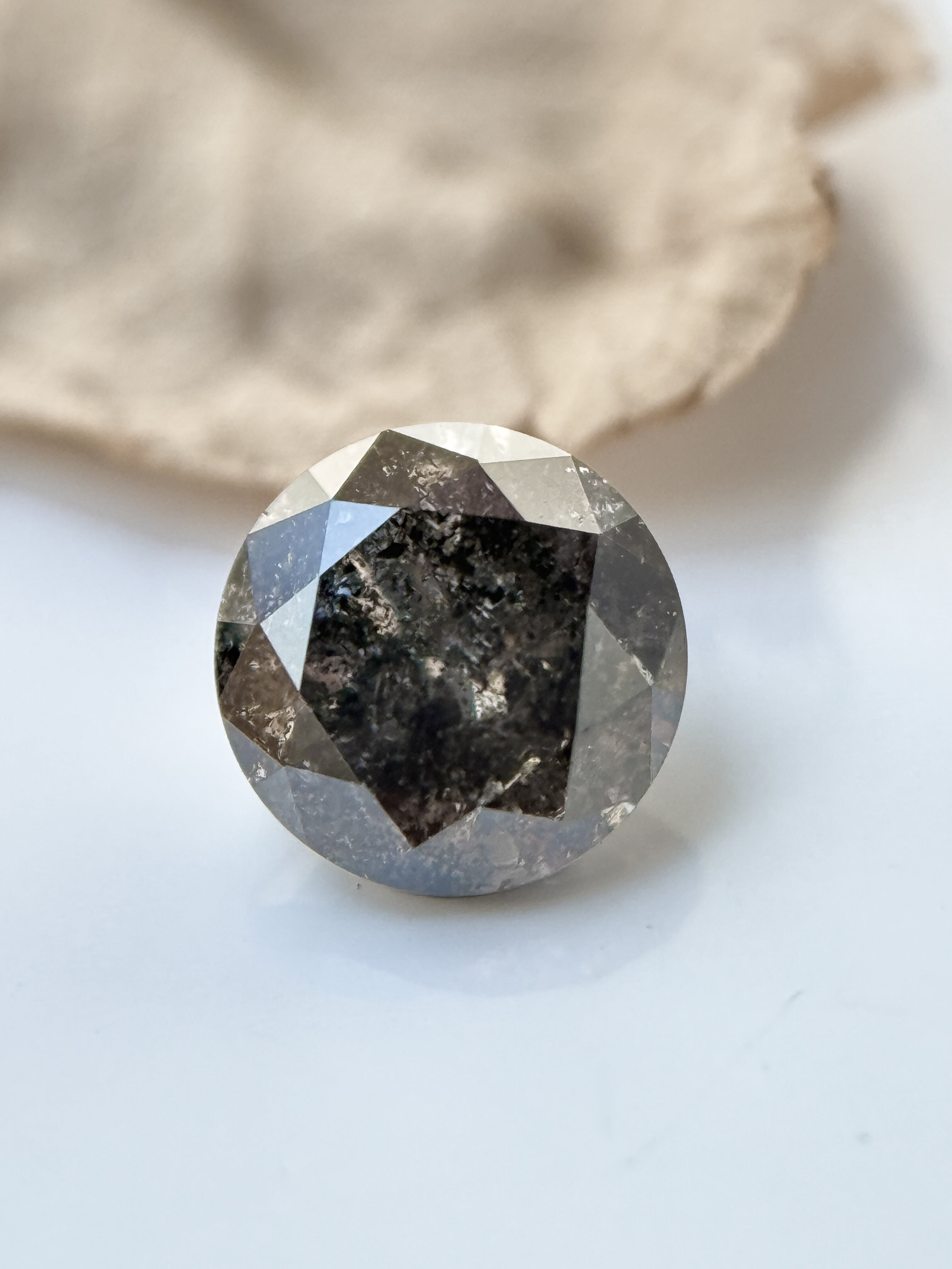 0.75 Ct Round Brilliant Cut Grey Natural Salt and Pepper Diamond
