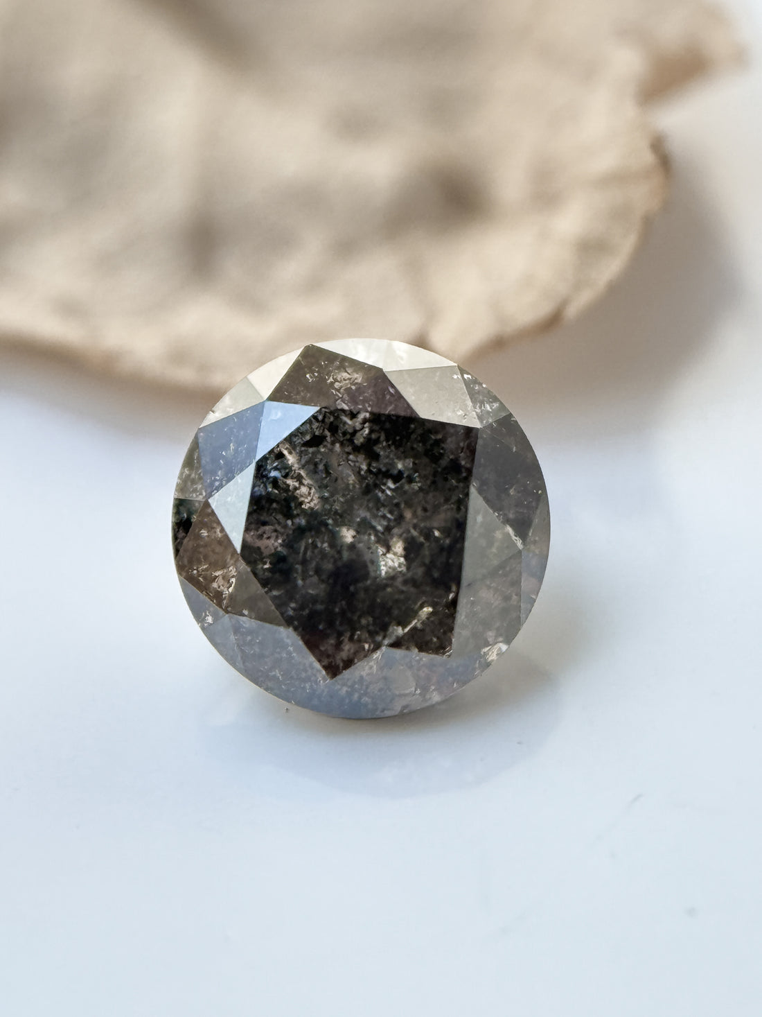0.75 Ct Round Brilliant Cut Grey Natural Salt and Pepper Diamond