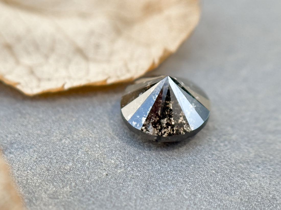0.75 Ct Round Brilliant Cut Grey Natural Salt and Pepper Diamond