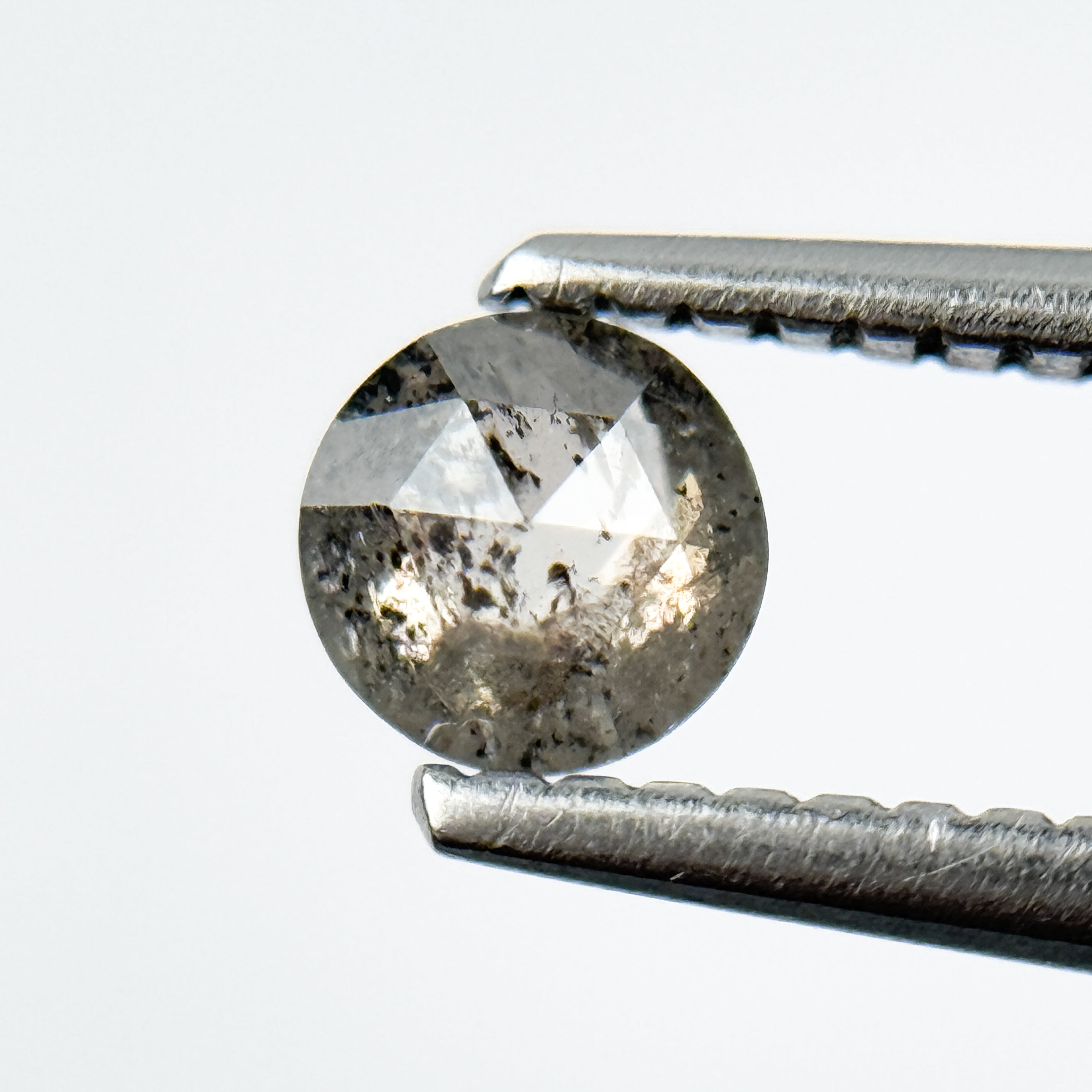 0.40 Ct Round Rose Cut Black Natural Salt and Pepper Diamond