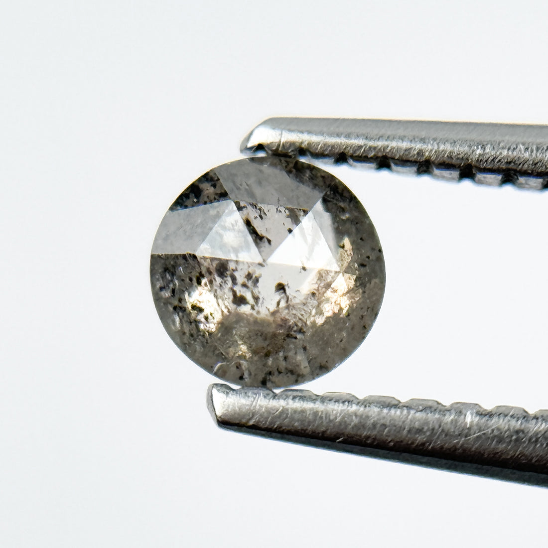 0.40 Ct Round Rose Cut Black Natural Salt and Pepper Diamond