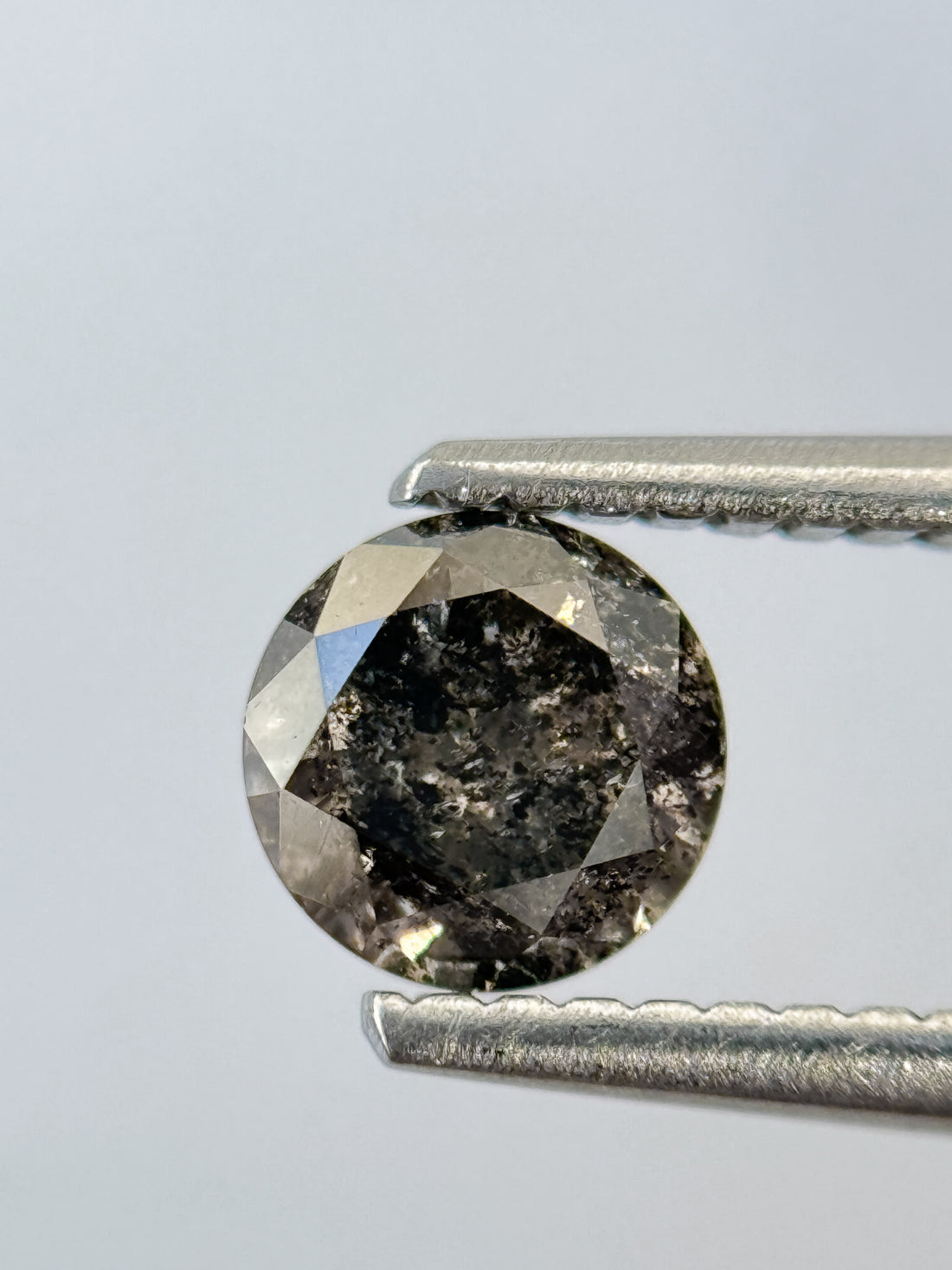 0.75 Ct Round Brilliant Cut Grey Natural Salt and Pepper Diamond