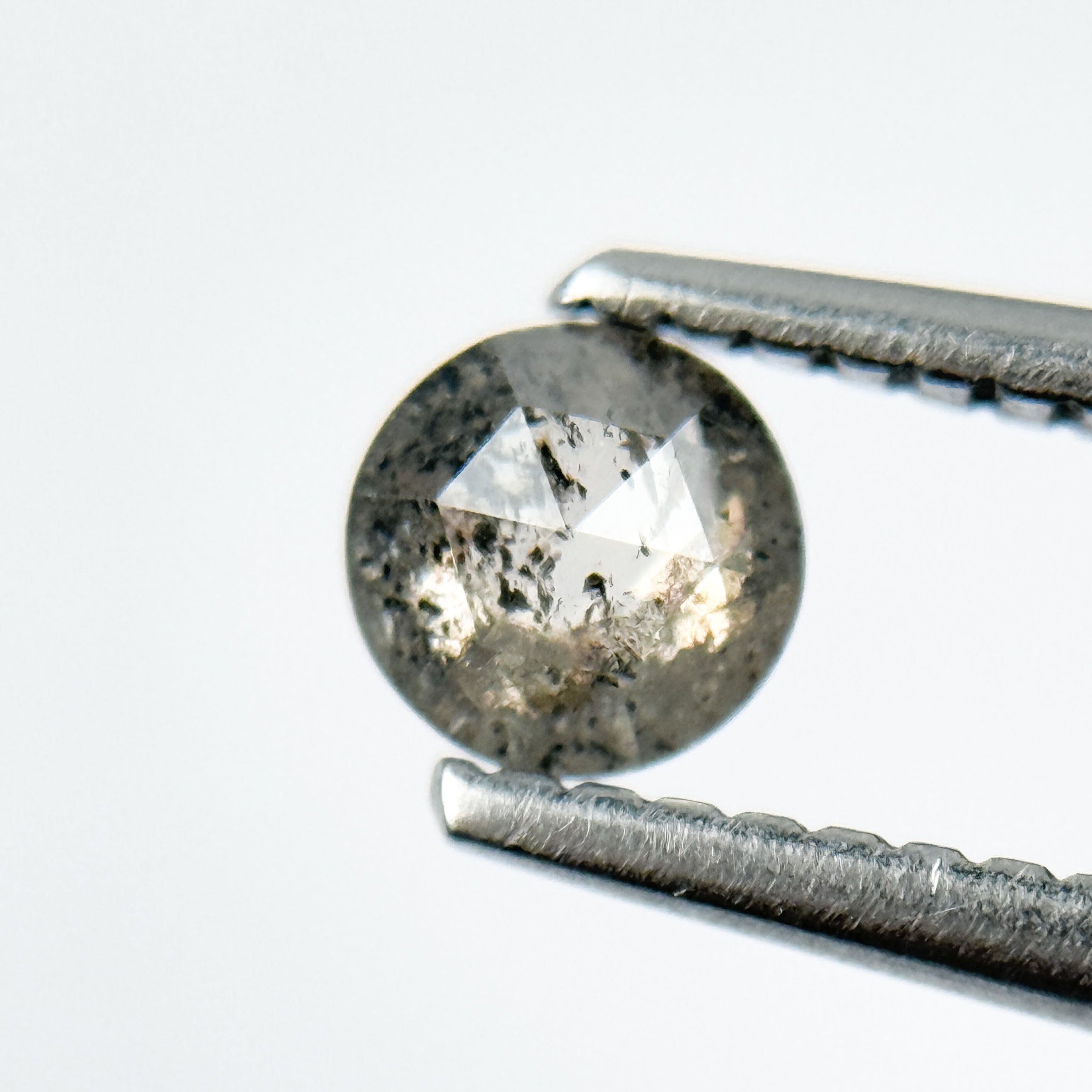 0.40 Ct Round Rose Cut Black Natural Salt and Pepper Diamond