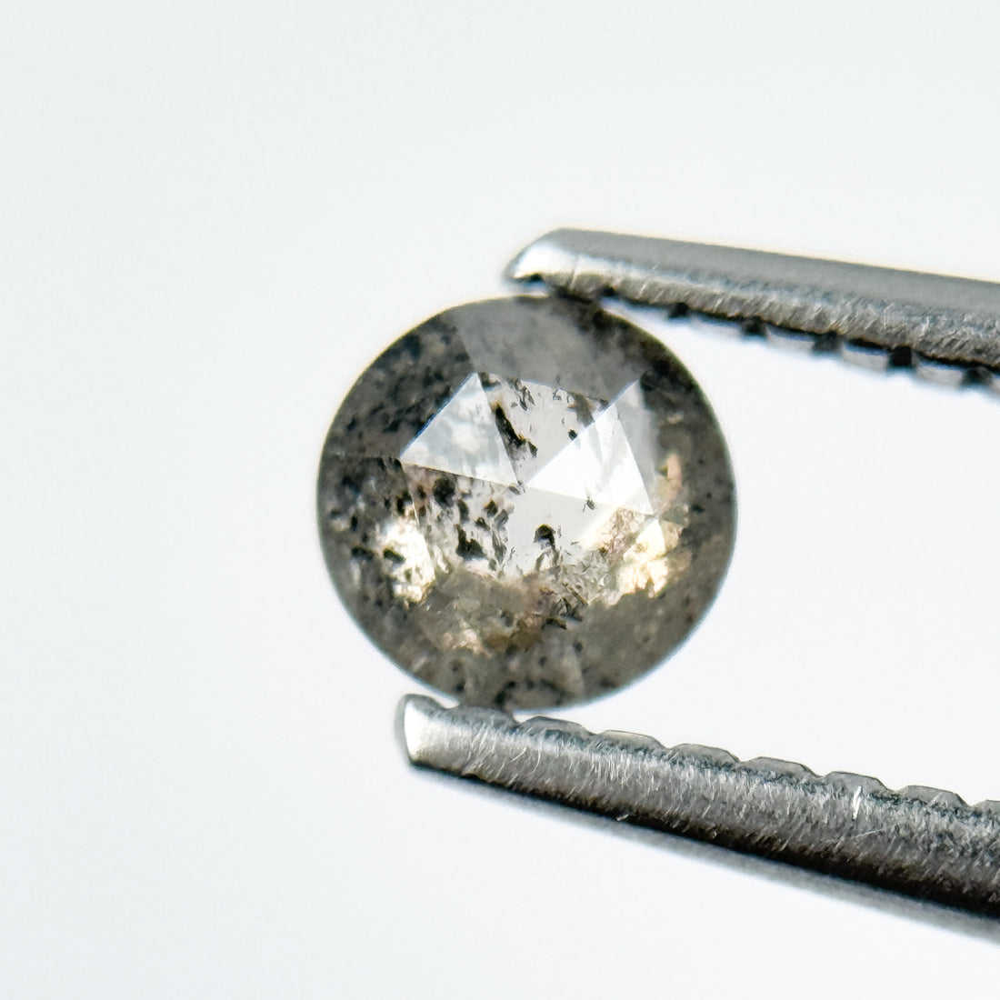 0.40 Ct Round Rose Cut Black Natural Salt and Pepper Diamond