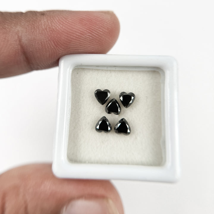 4 MM Heart Brilliant Cut Black Natural Fancy Diamond