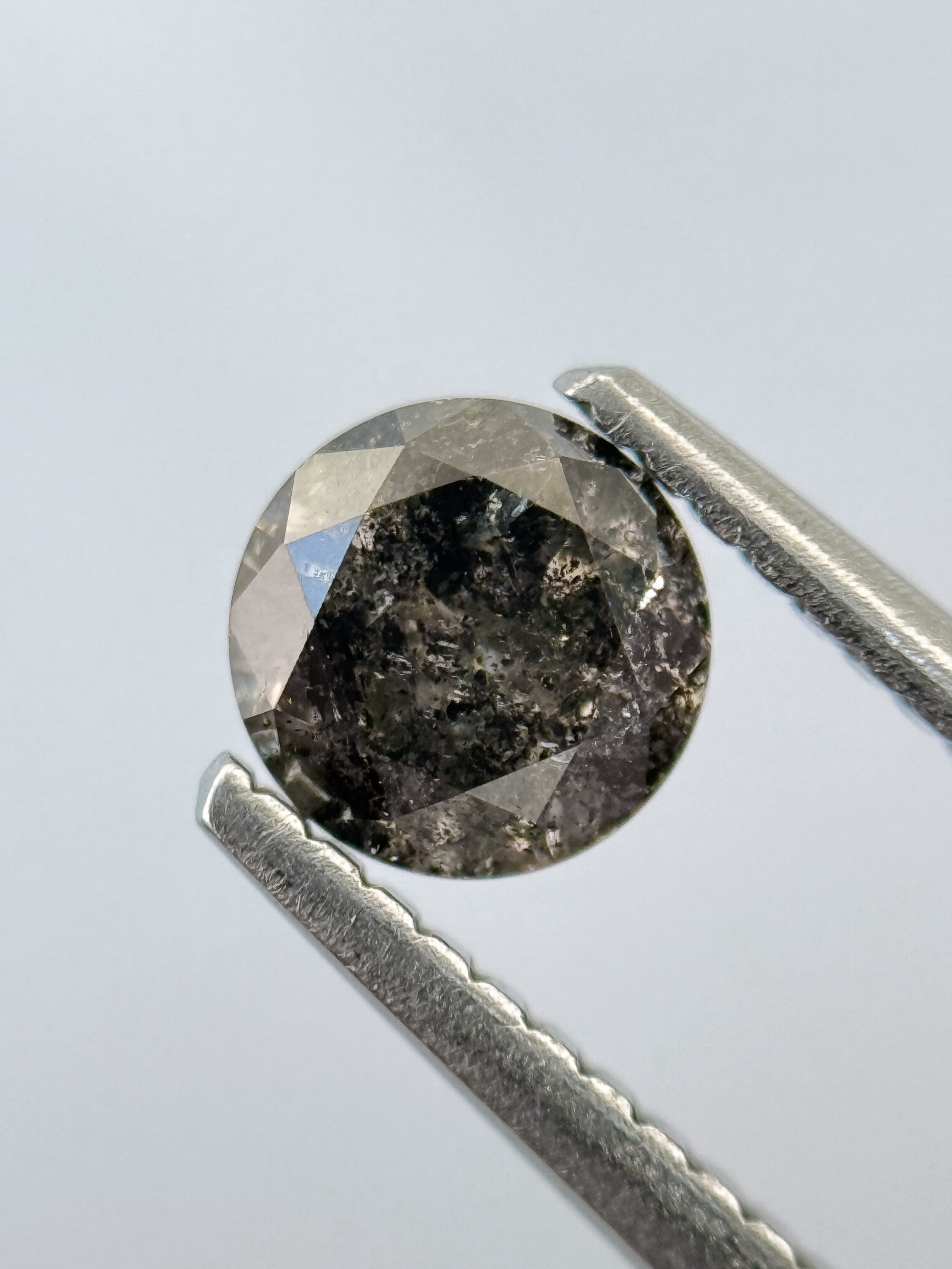0.75 Ct Round Brilliant Cut Grey Natural Salt and Pepper Diamond