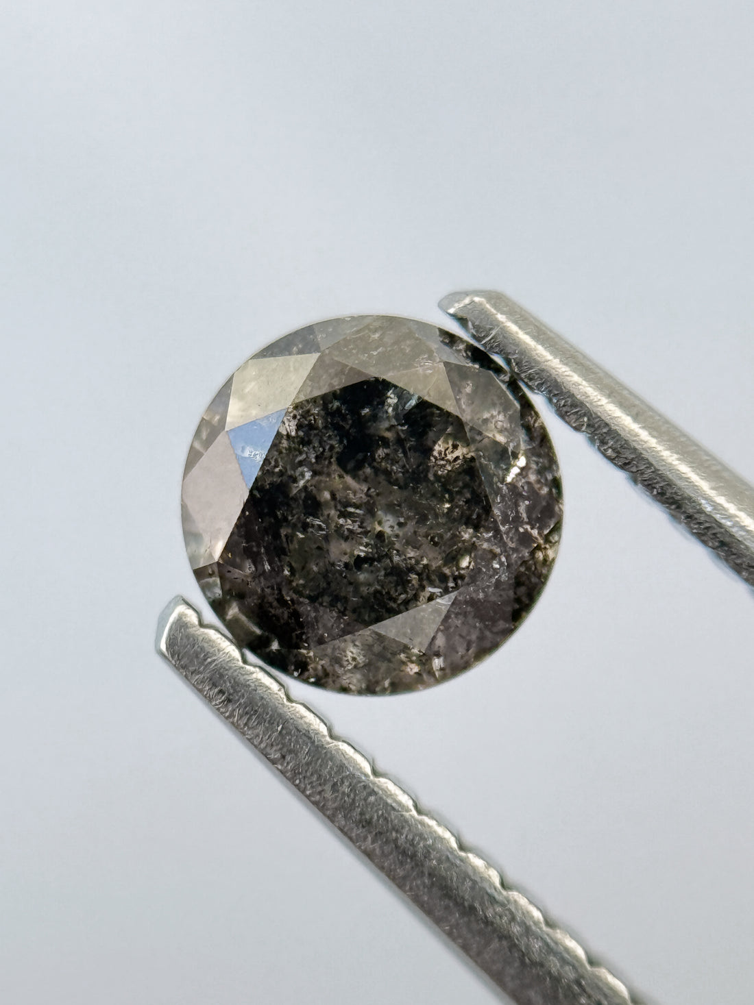 0.75 Ct Round Brilliant Cut Grey Natural Salt and Pepper Diamond