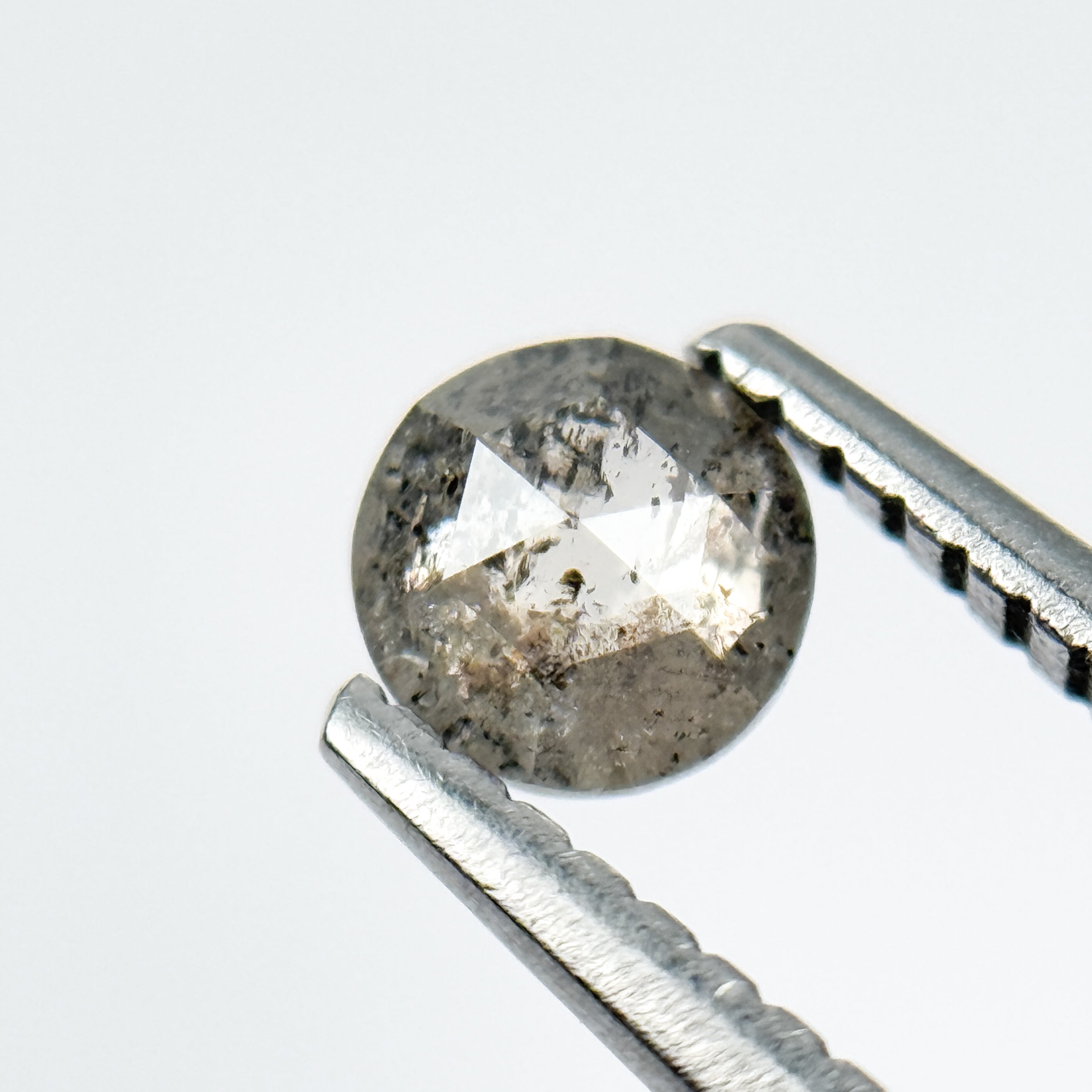 0.40 Ct Round Rose Cut Black Natural Salt and Pepper Diamond