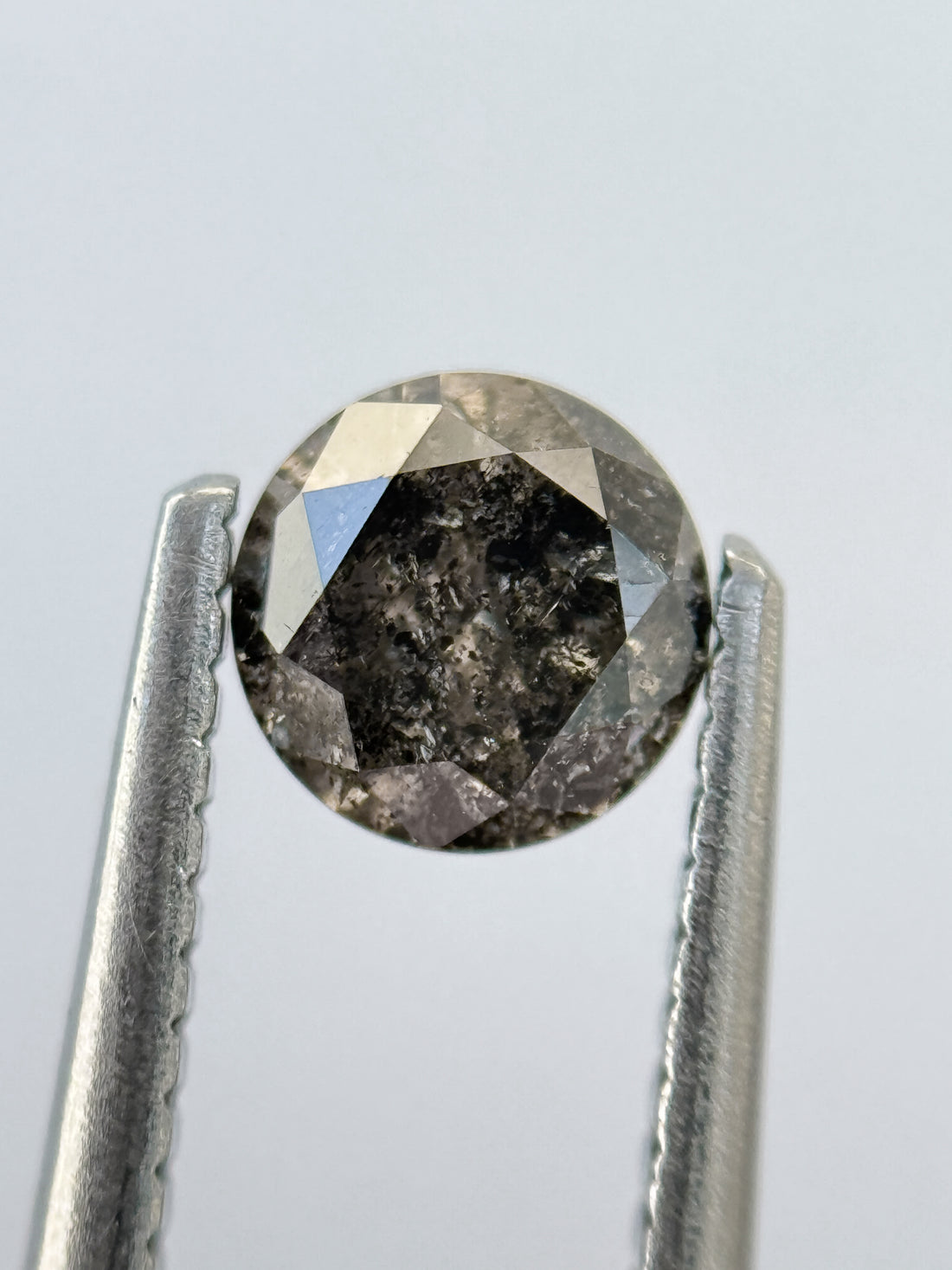 0.75 Ct Round Brilliant Cut Grey Natural Salt and Pepper Diamond