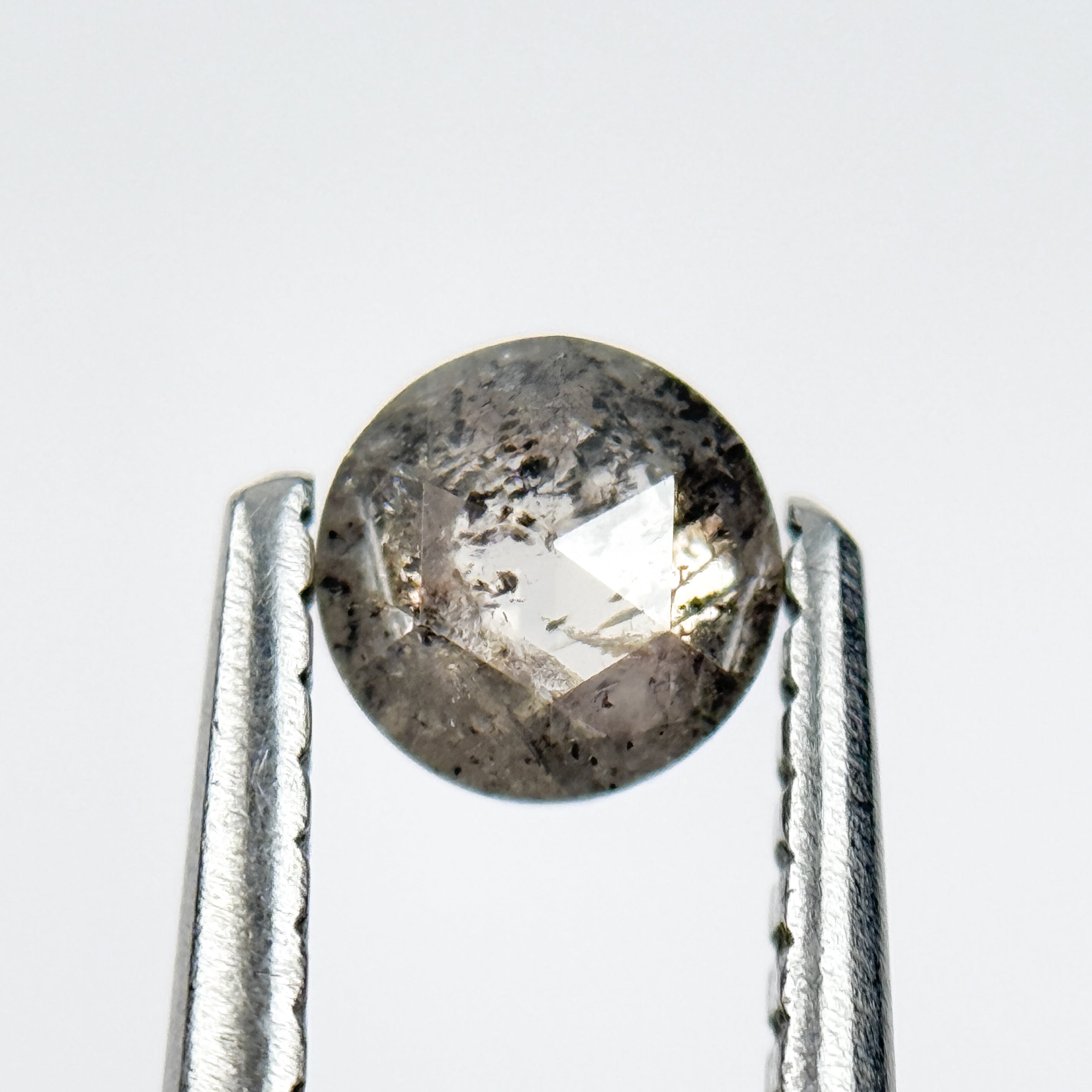 0.40 Ct Round Rose Cut Black Natural Salt and Pepper Diamond
