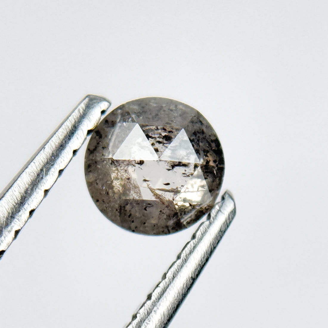 0.40 Ct Round Rose Cut Black Natural Salt and Pepper Diamond