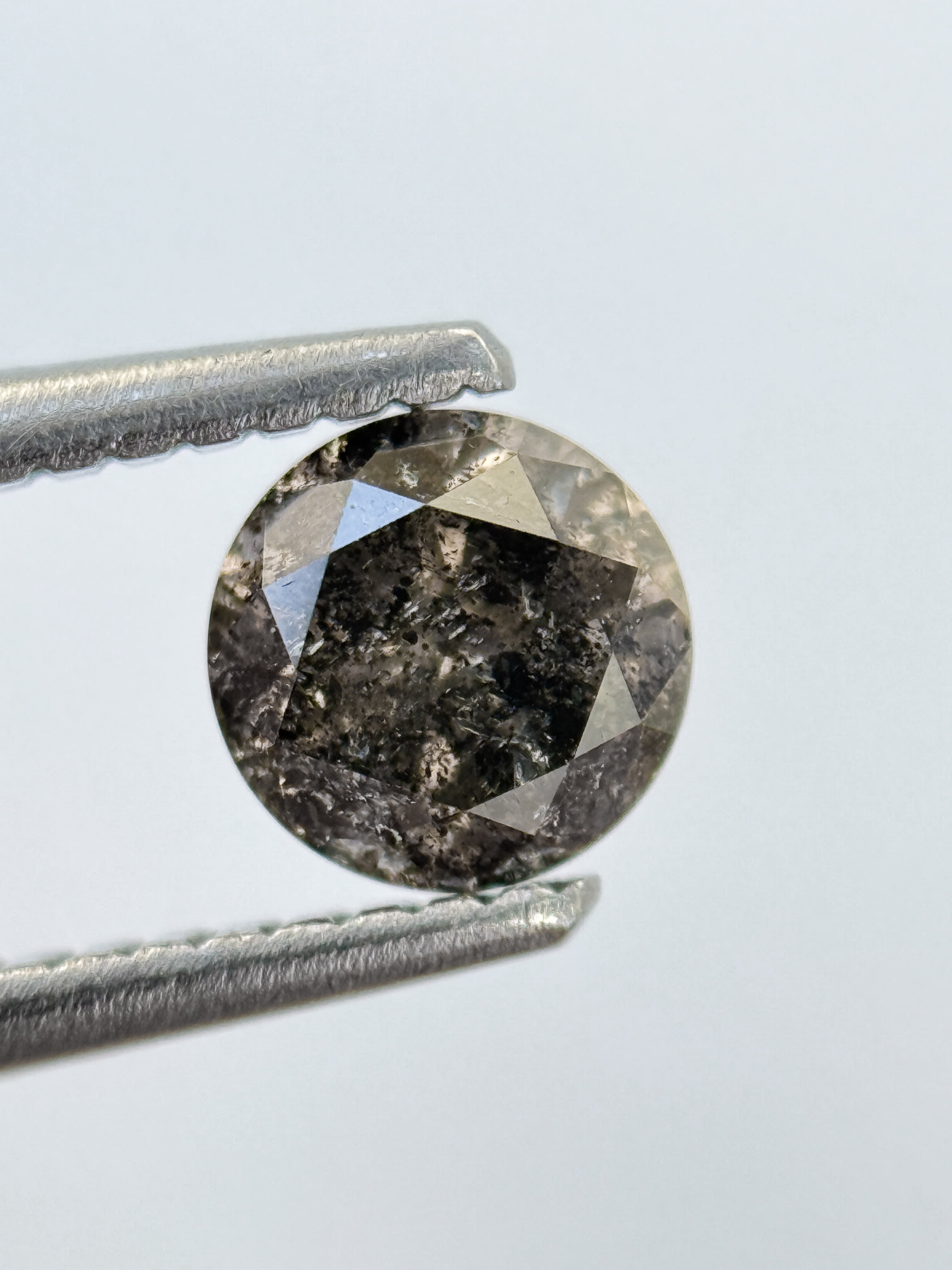 0.75 Ct Round Brilliant Cut Grey Natural Salt and Pepper Diamond