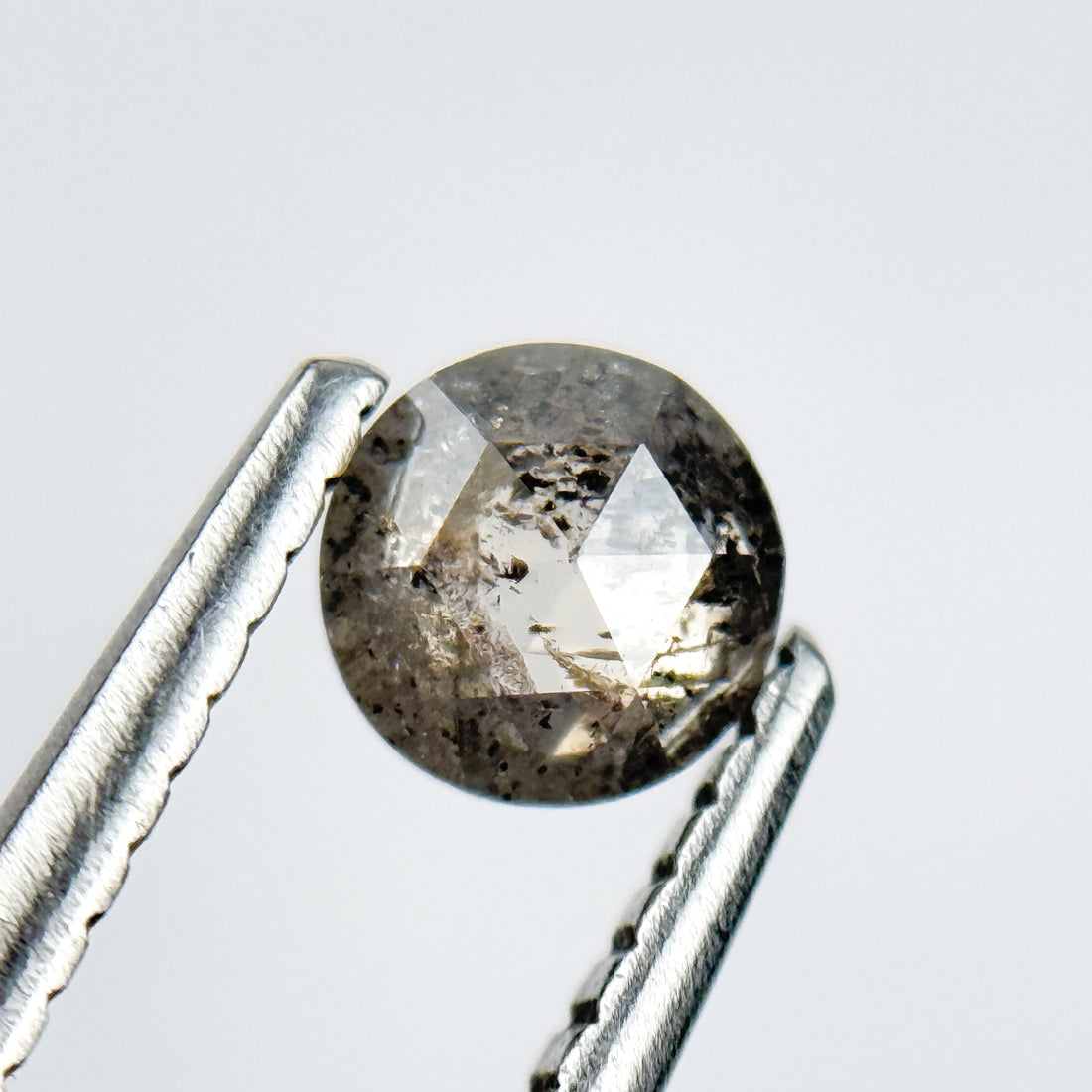 0.40 Ct Round Rose Cut Black Natural Salt and Pepper Diamond