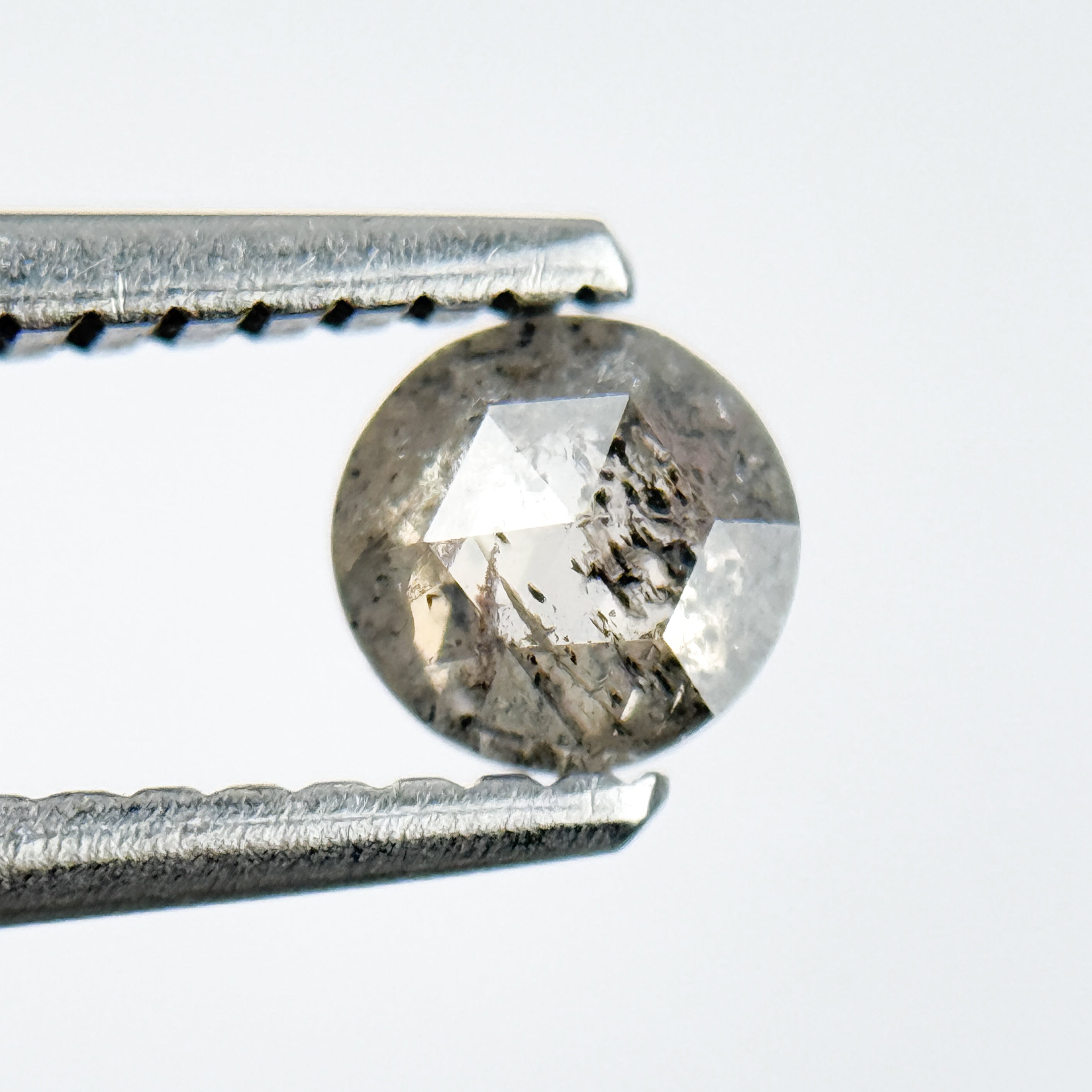 0.40 Ct Round Rose Cut Black Natural Salt and Pepper Diamond