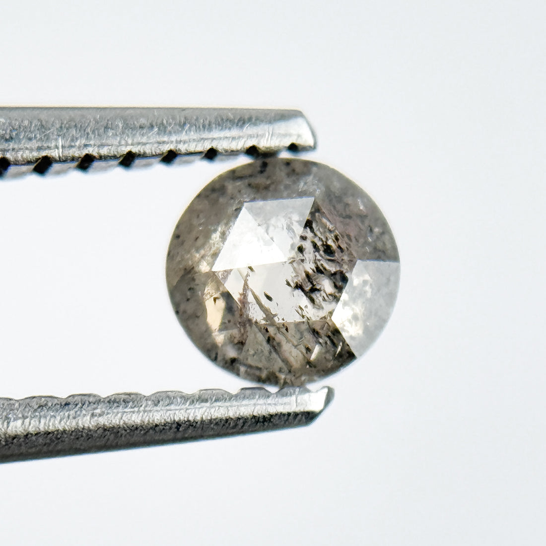 0.40 Ct Round Rose Cut Black Natural Salt and Pepper Diamond