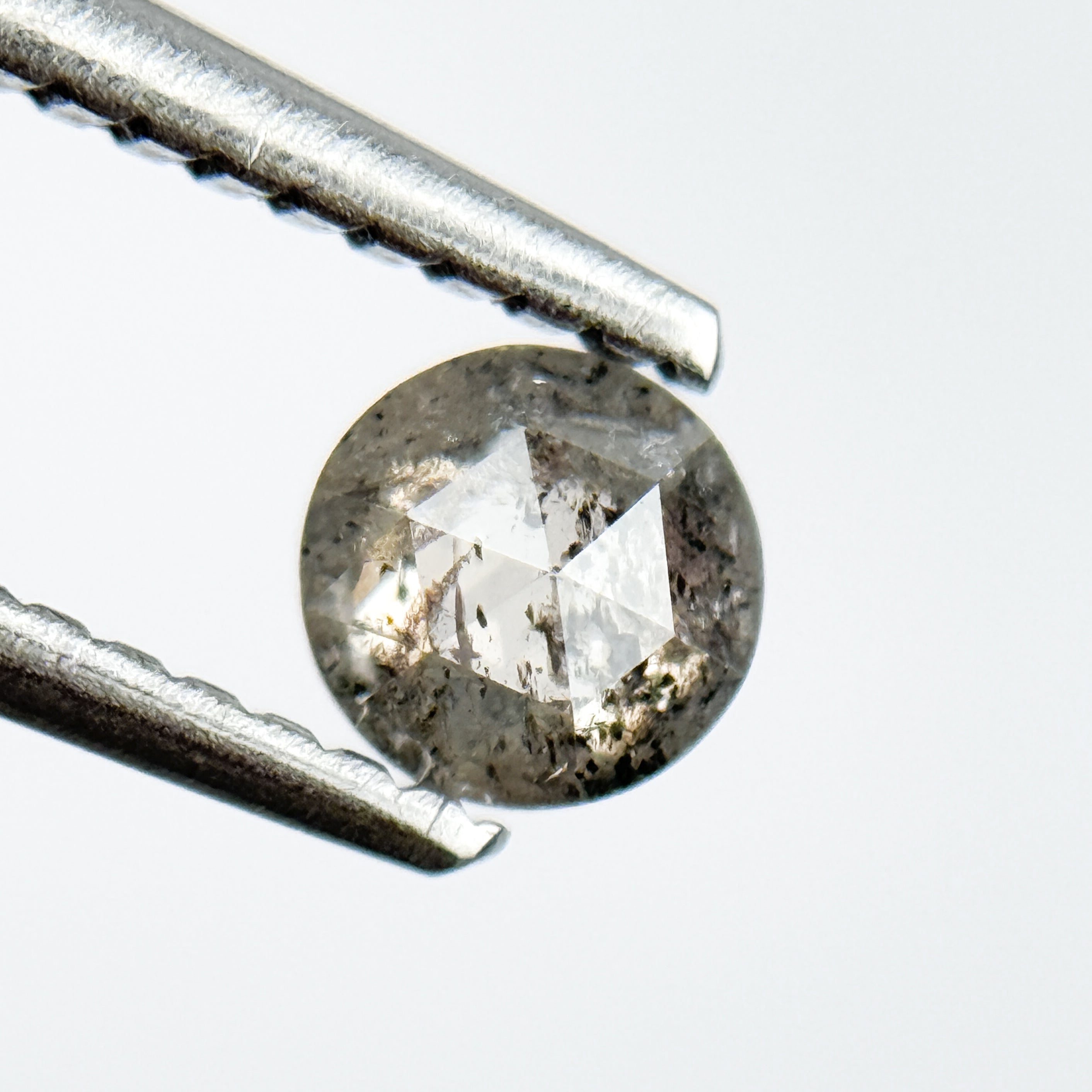 0.40 Ct Round Rose Cut Black Natural Salt and Pepper Diamond