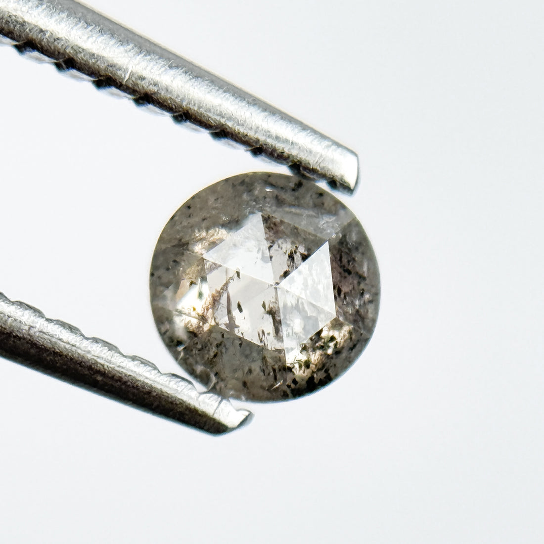 0.40 Ct Round Rose Cut Black Natural Salt and Pepper Diamond