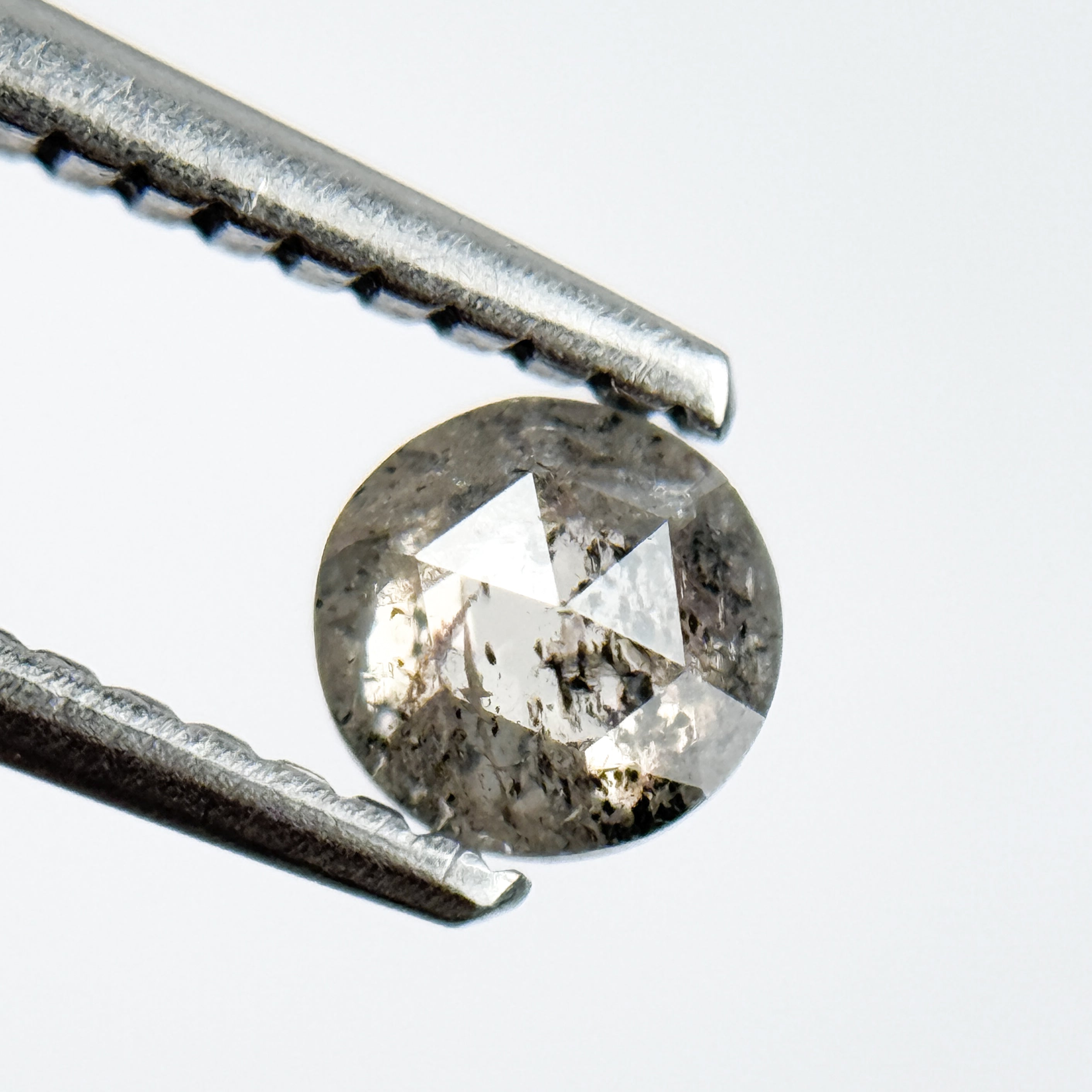 0.40 Ct Round Rose Cut Black Natural Salt and Pepper Diamond