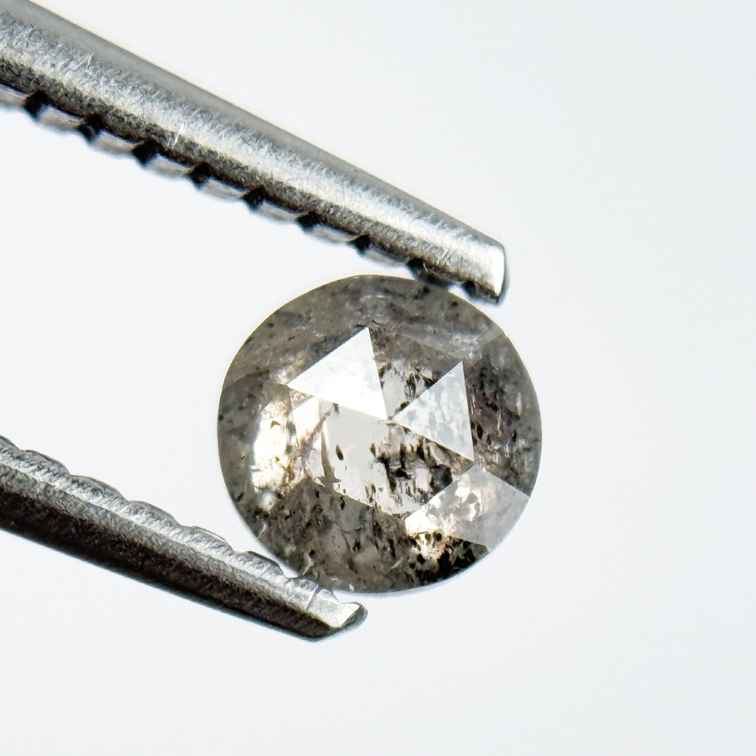 0.40 Ct Round Rose Cut Black Natural Salt and Pepper Diamond